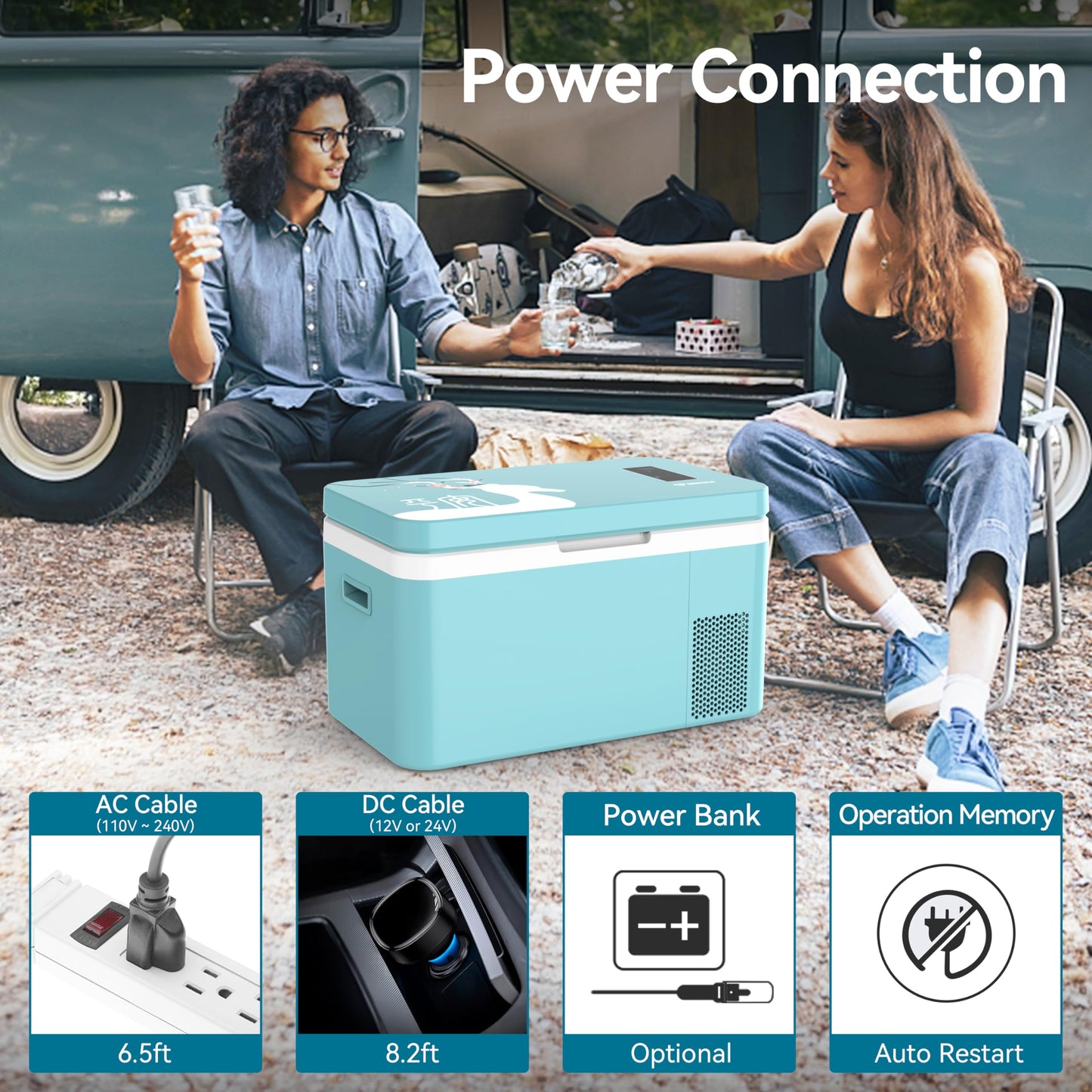 Megiu 12 Volt Car Refrigerator Dual Zone 25 Quart Portable Freezer 12V Fridge Compressor Cooler 12V/24V DC 110~240 Volt AC for Truck Van RV SUV and Home Use -18℃~+15℃ (Glass Door)