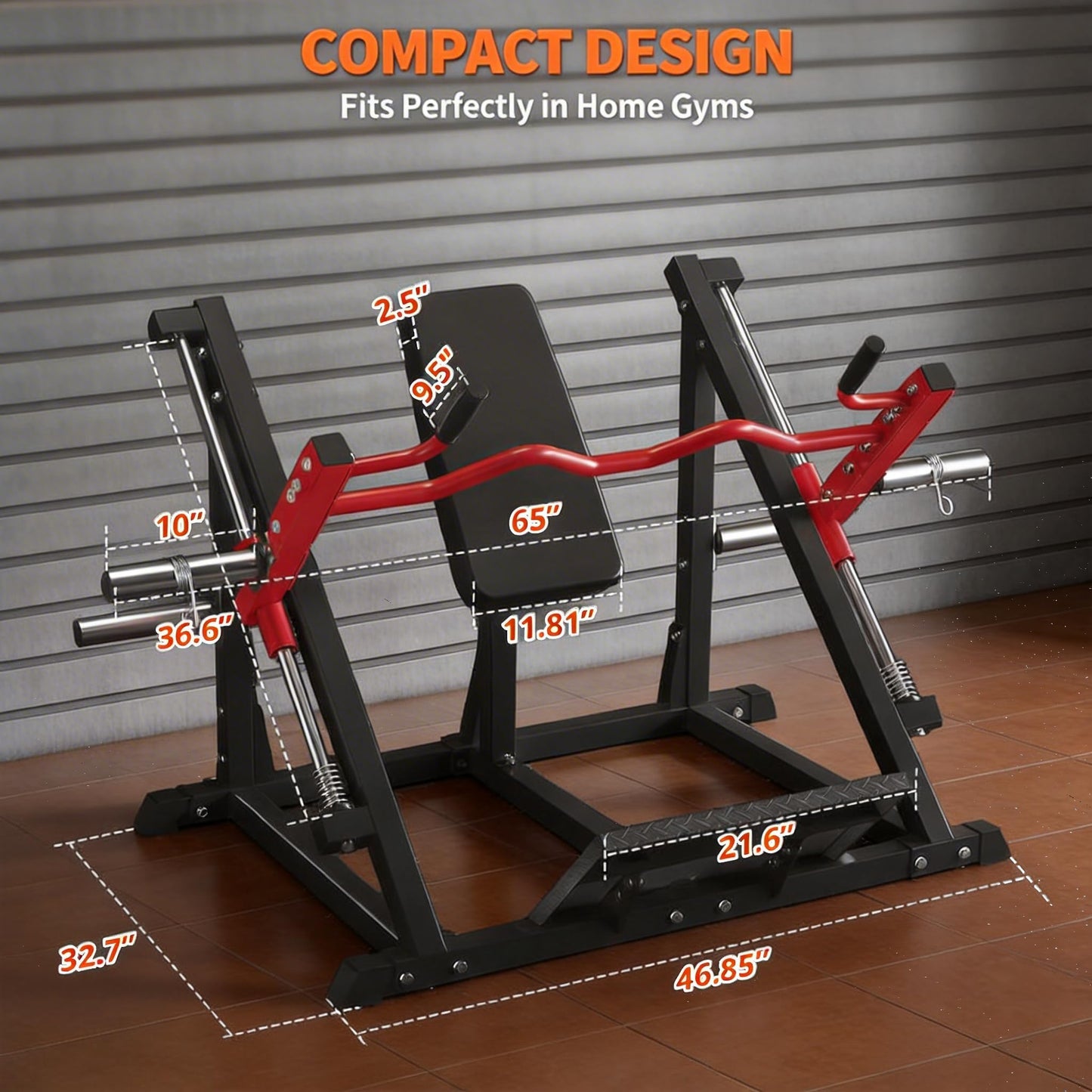 Linear Row Machine for Home Gym, Back Workout Machine with Plate-Loaded Smith Row, Workout Equipment Strength Training Upper Body Machines