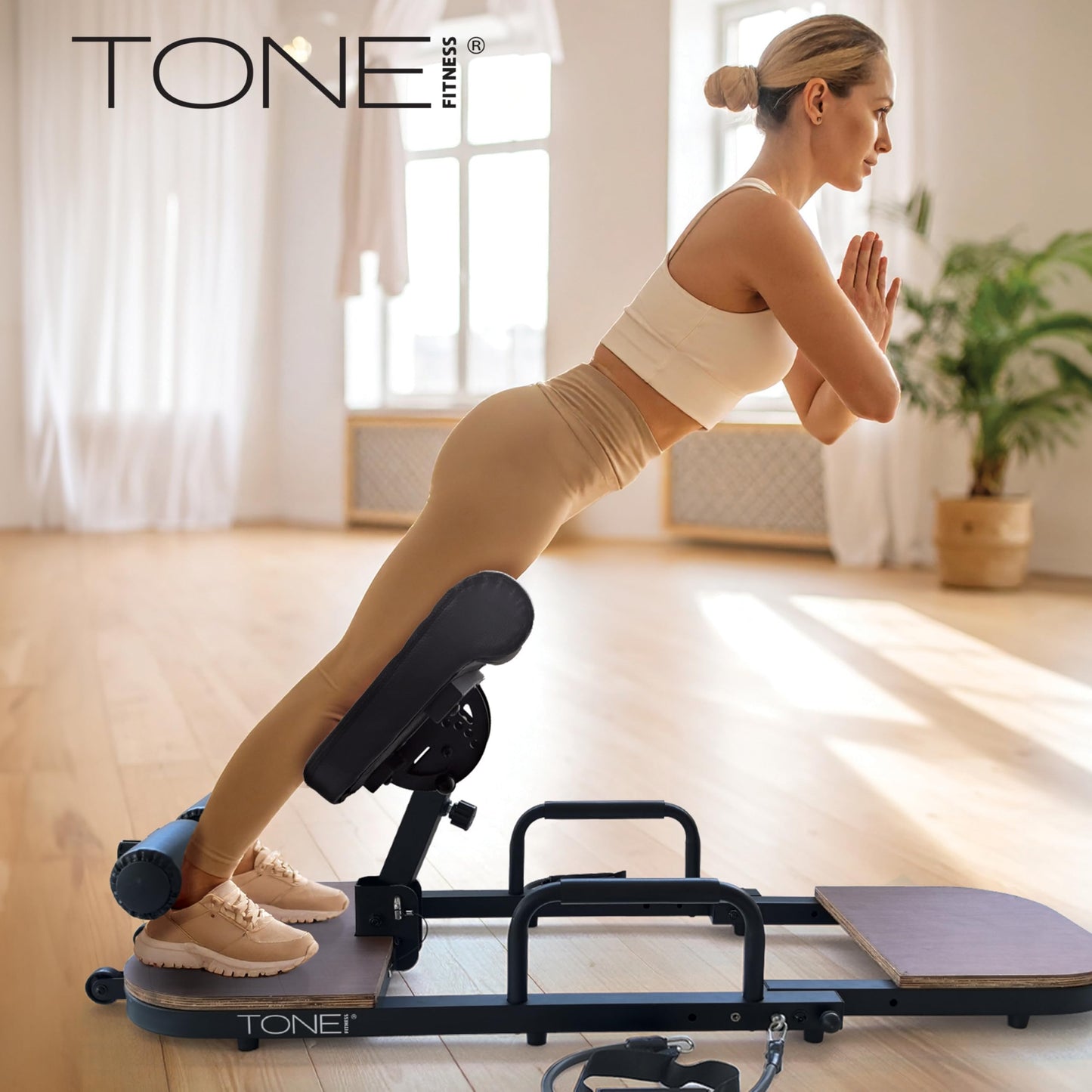 Tone Fitness Foldable Hip Thrust & Glute Exercise Machine | Adjustable Sissy Squat, Core & Leg Trainer | Compact Multi-Purpose Home Gym Equipment | Classic Gray
