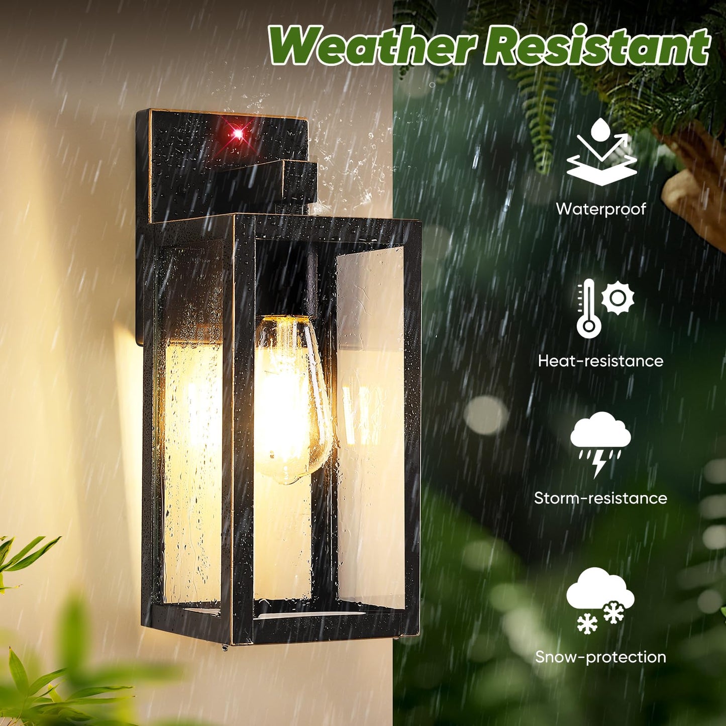BesLowe 2-Pack Motion Sensor Outdoor Wall Lights, Bronze, 13in, Metal, Model A923, Dusk to Dawn, 3 Lighting Modes