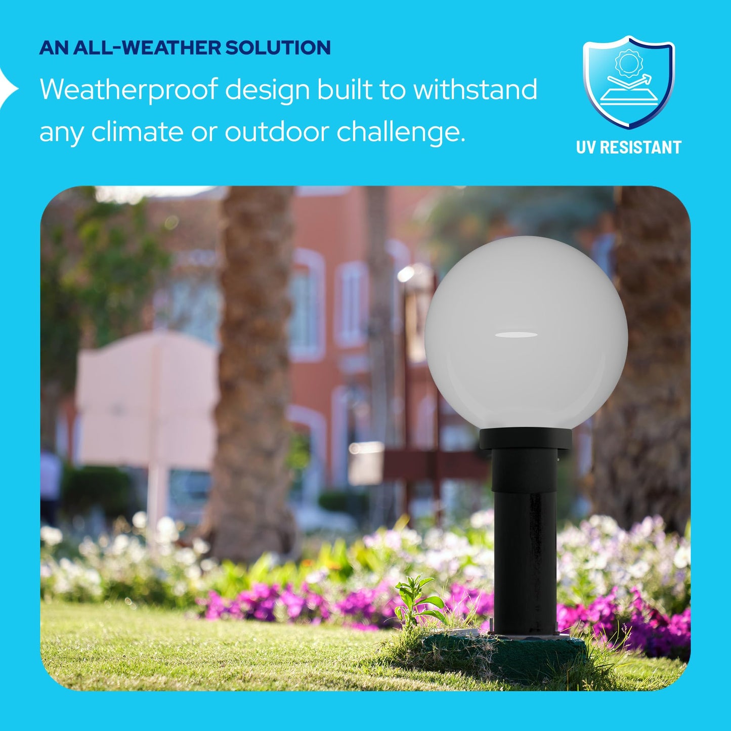 KastLite Lamp Post Globe Combo | 10in White Acrylic Lens | Black Fitter | Fits 3in Posts | Includes 5000K LED Bulb | Model KL-X-20010-W