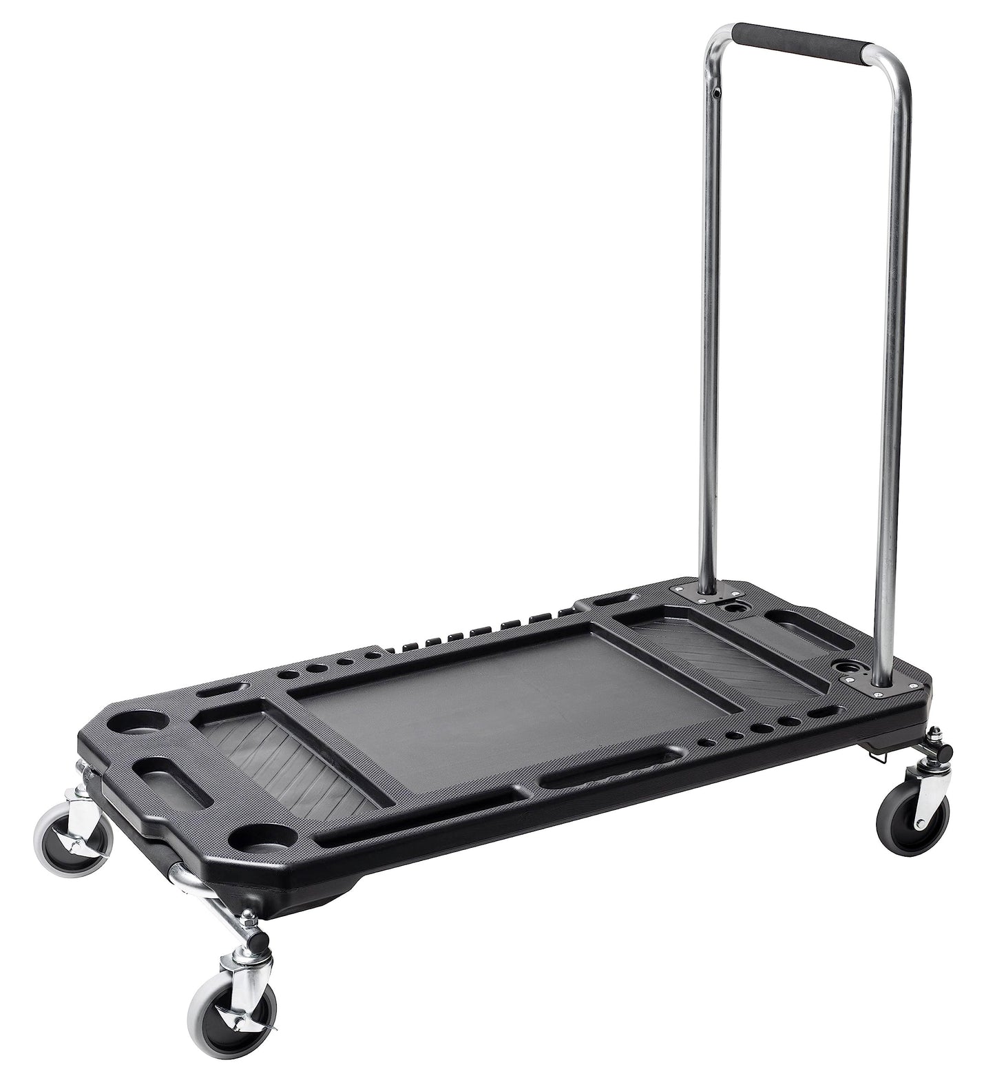 Powerbuilt Adjustable Work Table with Tool Holders and Convertible Dolly Function, Multi-Use, Home, Garage, Worksite - 642928ECE, Black