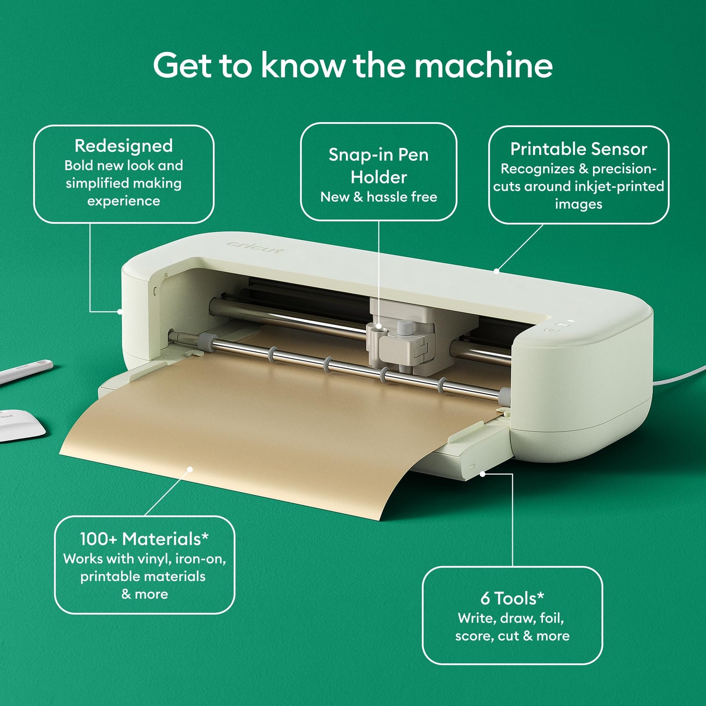 Cricut Explore® 5 Deluxe Bundle + Digital Content, Taupe - Precise Cutting Machine - Works with 100+ Materials - Sleek, Simplified Design - Includes Supplies for 100 Projects + Bonus Digital Content