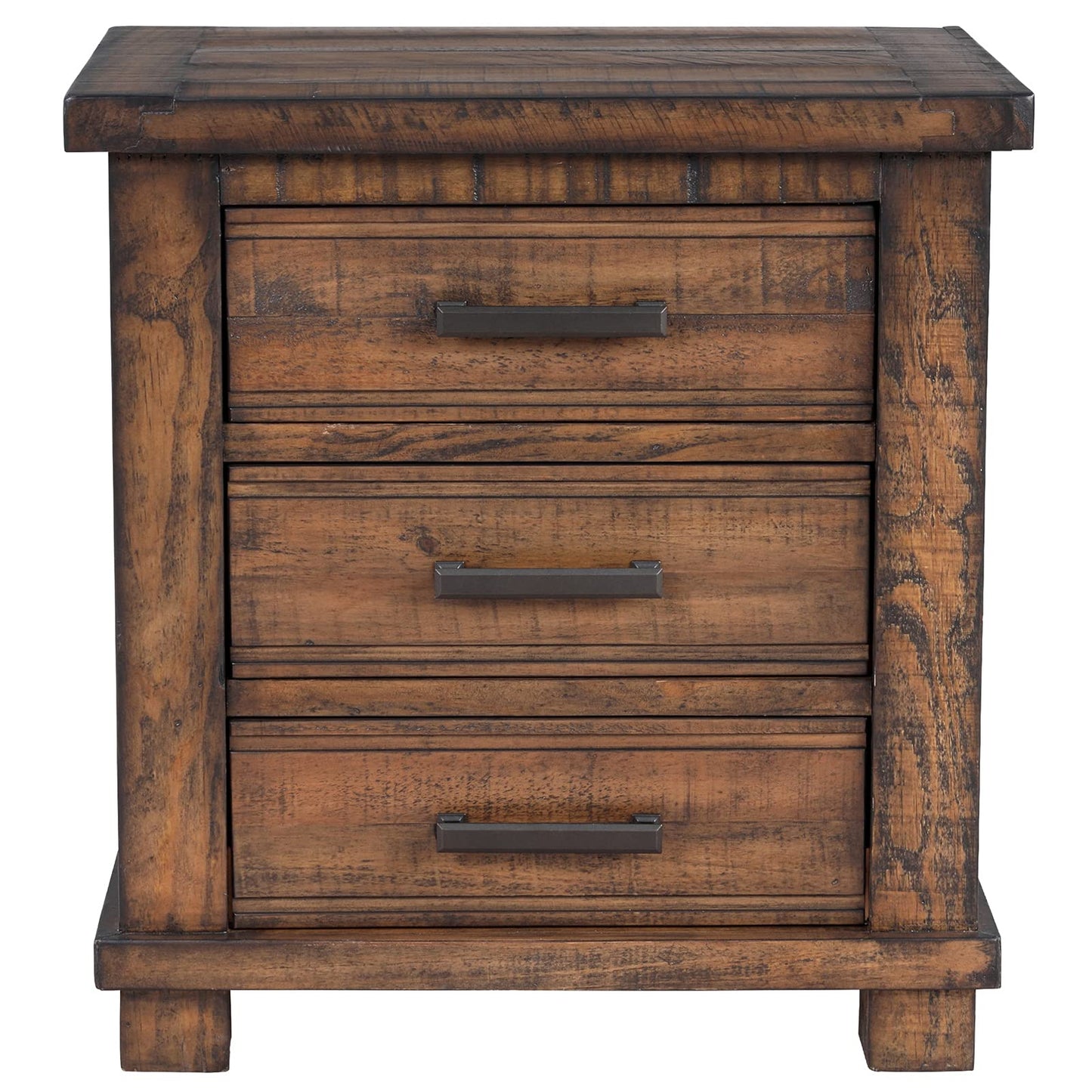 Henf Rustic Brown Nightstand with 3 Drawers,Full Assembly Storage Wood Cabinet with Metal Handle,Drawer Chest End Table for Living Room, Bedside Table Organizer with Solid Wood Frame for Bedroom