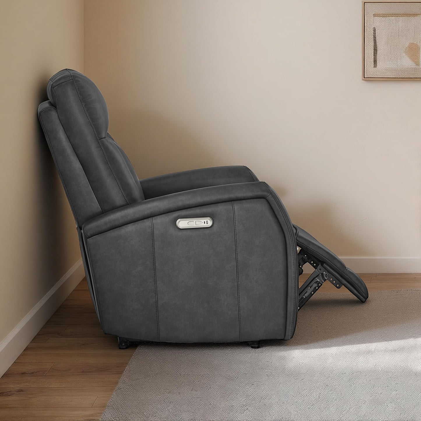 KISLOT Wall Hugger Power Recliner Chair with USB & Type-C Ports Faux Leather Recliner 135Β° Reclining Small Space Electric Sofa for RV Living Room Bedroom