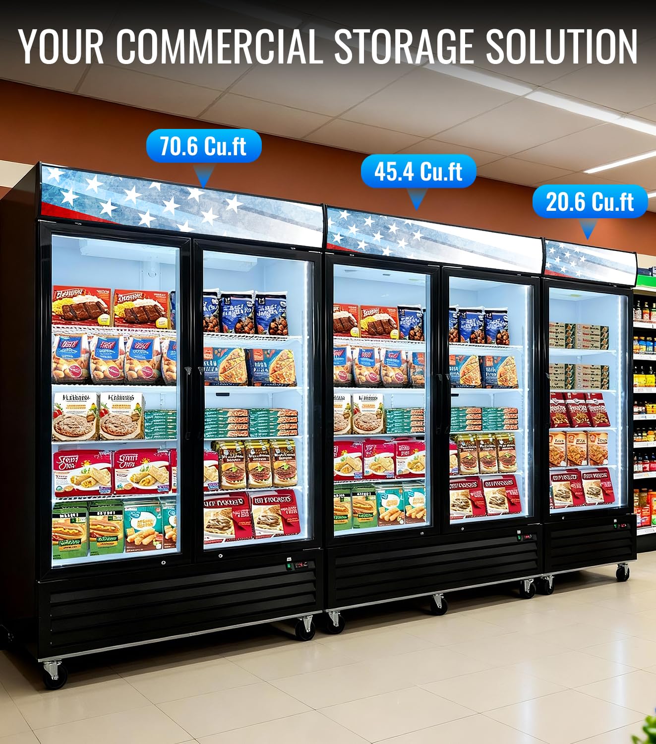 27" Commercial Display Freezer Upright, 20.6 Cu.ft Merchandiser Freezer with Triple-Pane Glass Door, -8 to -1℉, Auto Defrost, LED Sensor Light, Good Choice for Supermarkets, Cafes, Stores