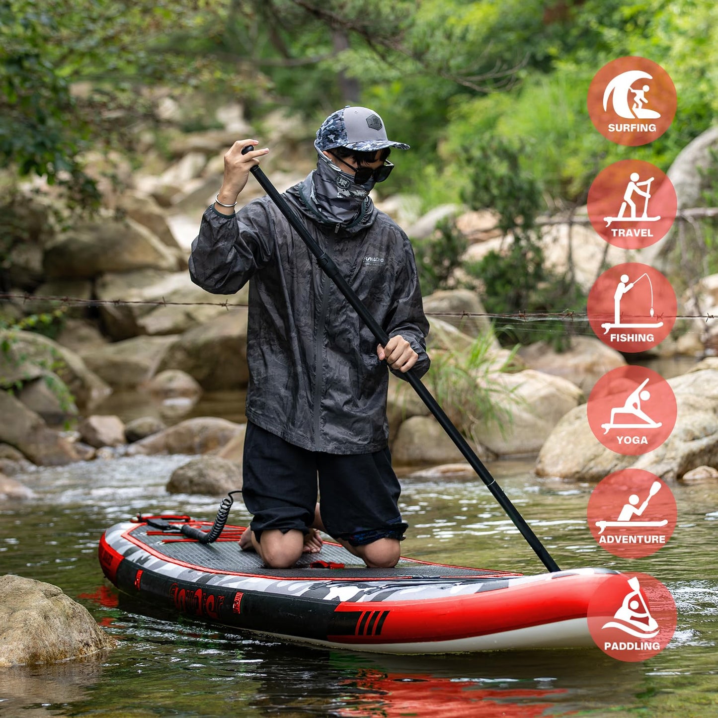FunWater Inflatable Stand Up Paddle Board with Premium SUP Paddleboard Accessories, Anti-Slip EVA Deck, Paddle Boards for Adults & Youth of All Skill Levels