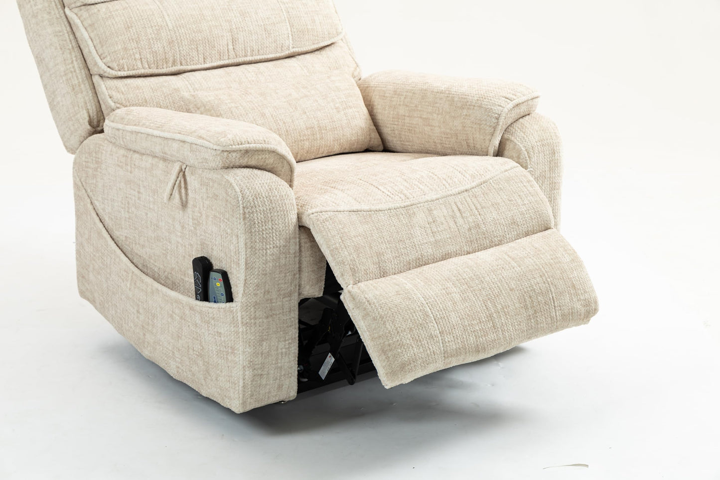 GDFStudio Oversized Power Lift Recliner Chair with Heat Massage Wireless Charging 180 Degree Lay Flat Electric Reclining Sofa with Cup Holder for Living Room Bedroom, Cream