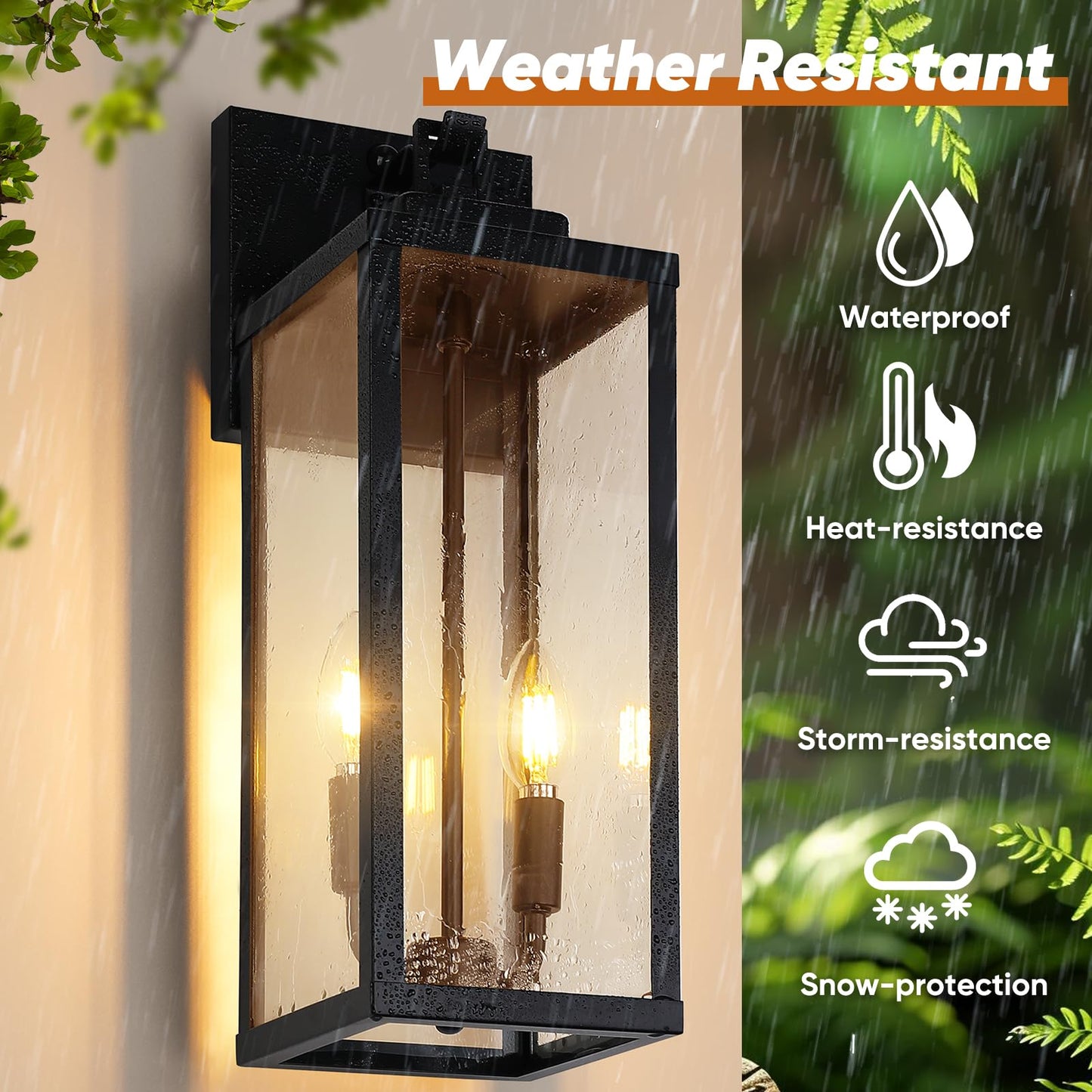 BesLowe 18·Motion Sensor Outdoor Wall Lights, Dusk to Dawn, 3 Lighting Modes, Black, Metal, Model A927L, 2-Pack