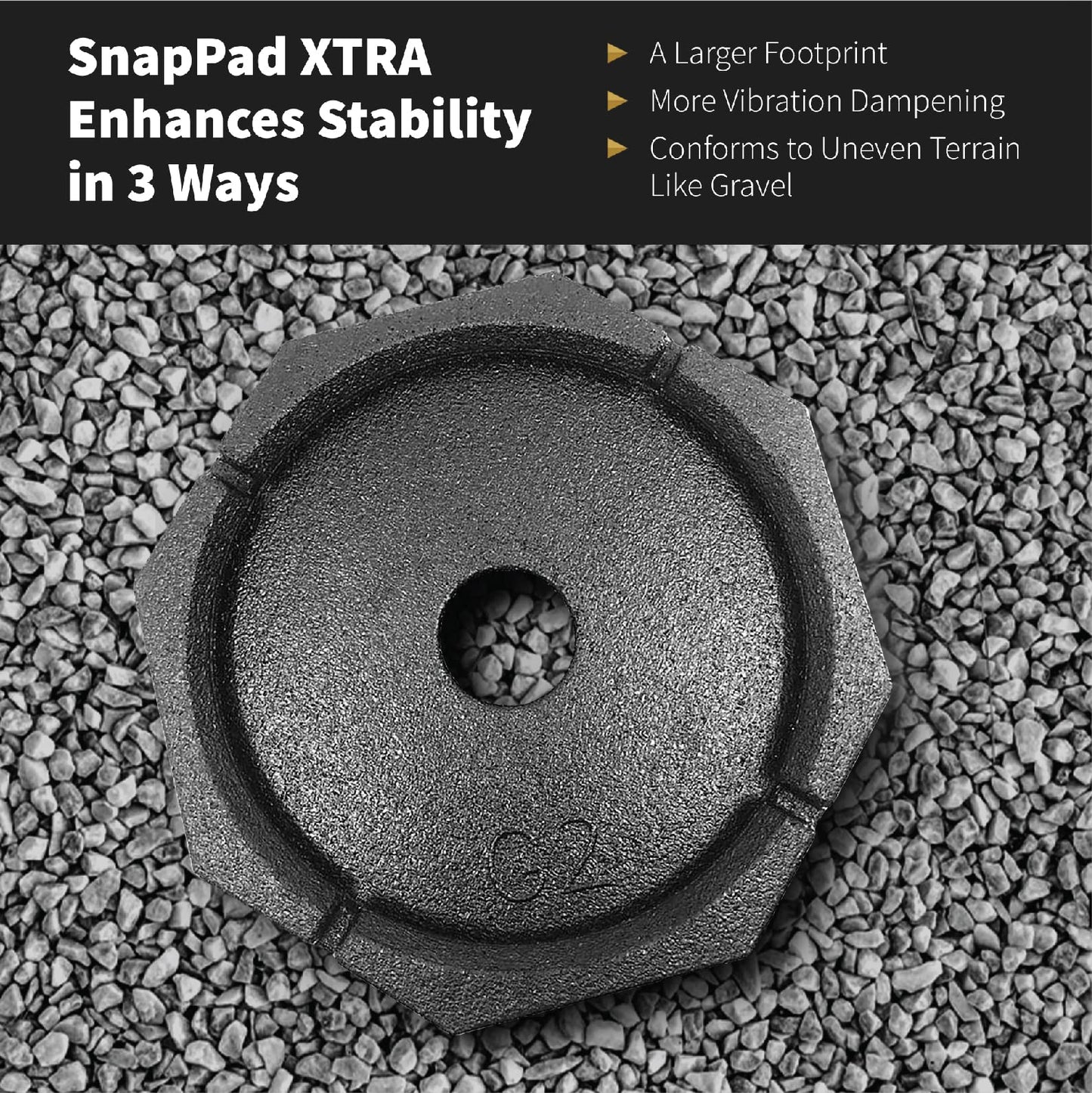 SnapPad Xtra (4-Pack) | Four-Point RV Leveling System Featuring 9” Round Jack Feet | Adds 61% Additional Surface Area for Stability, 5 lbs Per Pad & 11” Total Width | Must-Have RV Accessories
