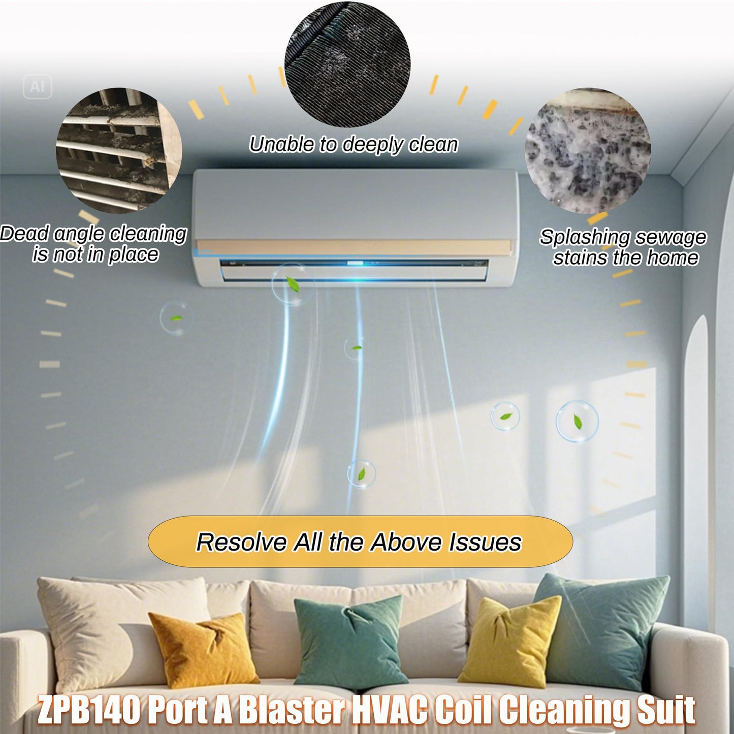 ZPB140 Portable Pressure Washer with 3.5 Gallon Water Tank, Port A Blaster HVAC Coil Cleaning, Coil Jet Cleaner for ac Unit 120V 80W for Indoor or Outdoor, Flow Rate 4L/min