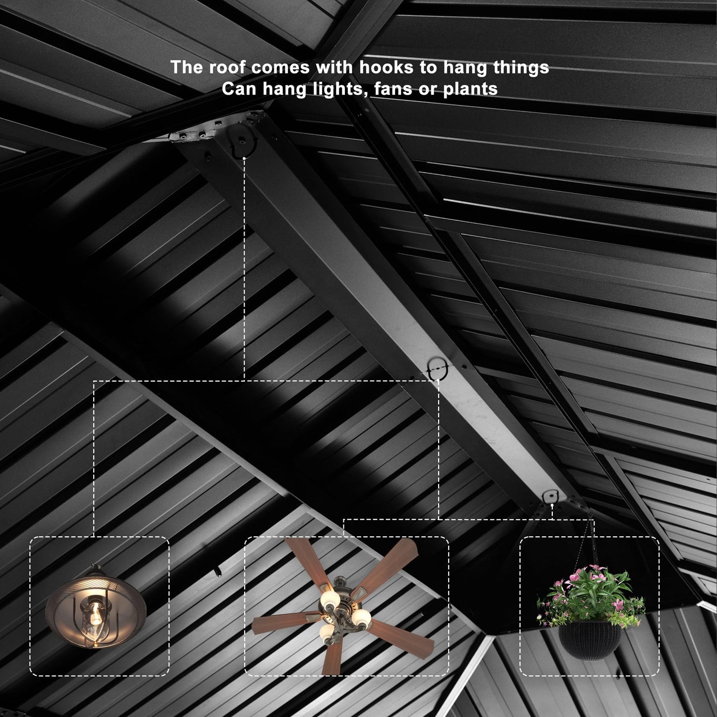 PURPLE LEAF 12' X 20' Large Gazebo Aluminum Galvanized Steel Double Roof for Patio Lawn and Garden Outdoor Gazebo Grey