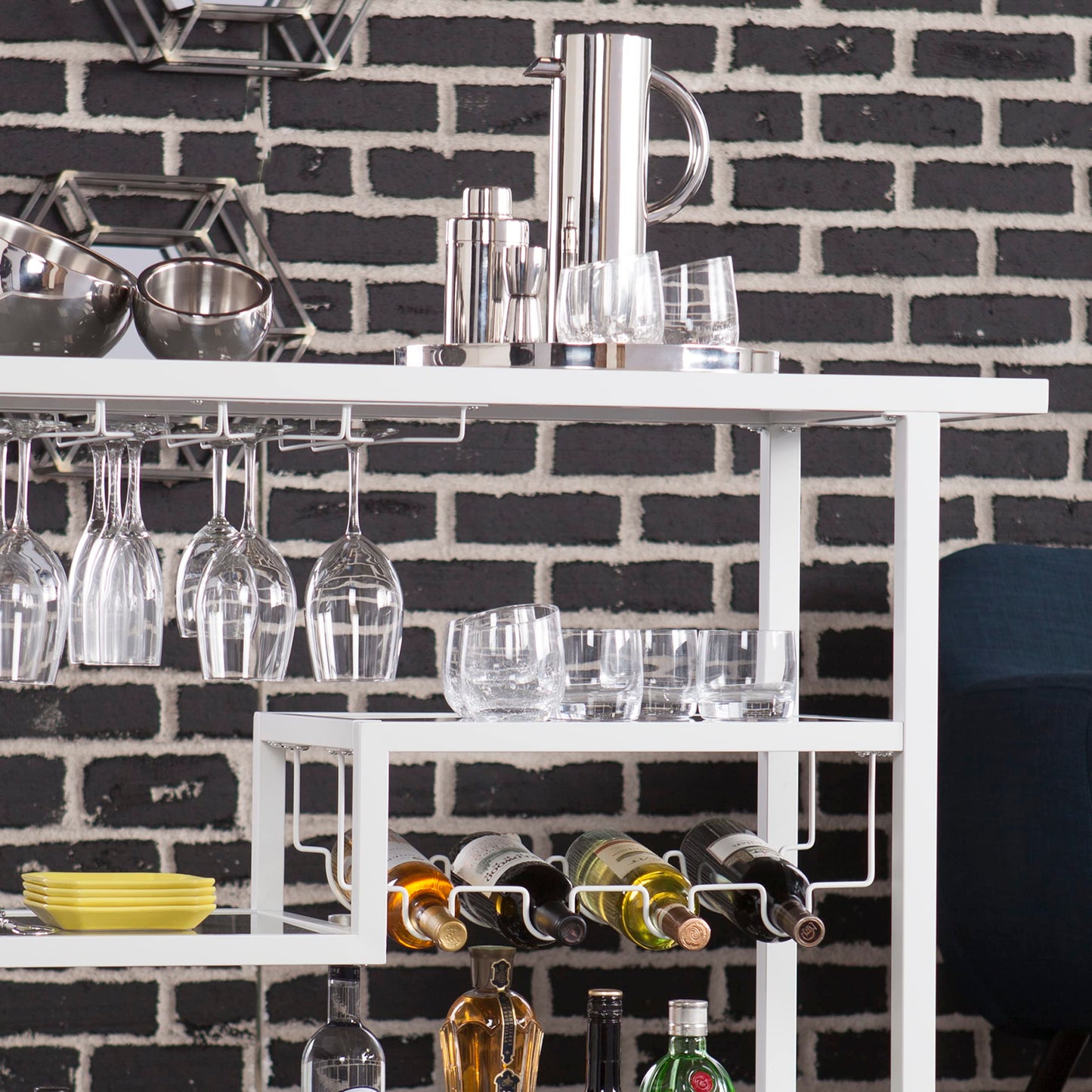 Holly & Martin Zephs Bar Cart White - Stylish Bar Cart for Home - Utility Carts with Wheels
