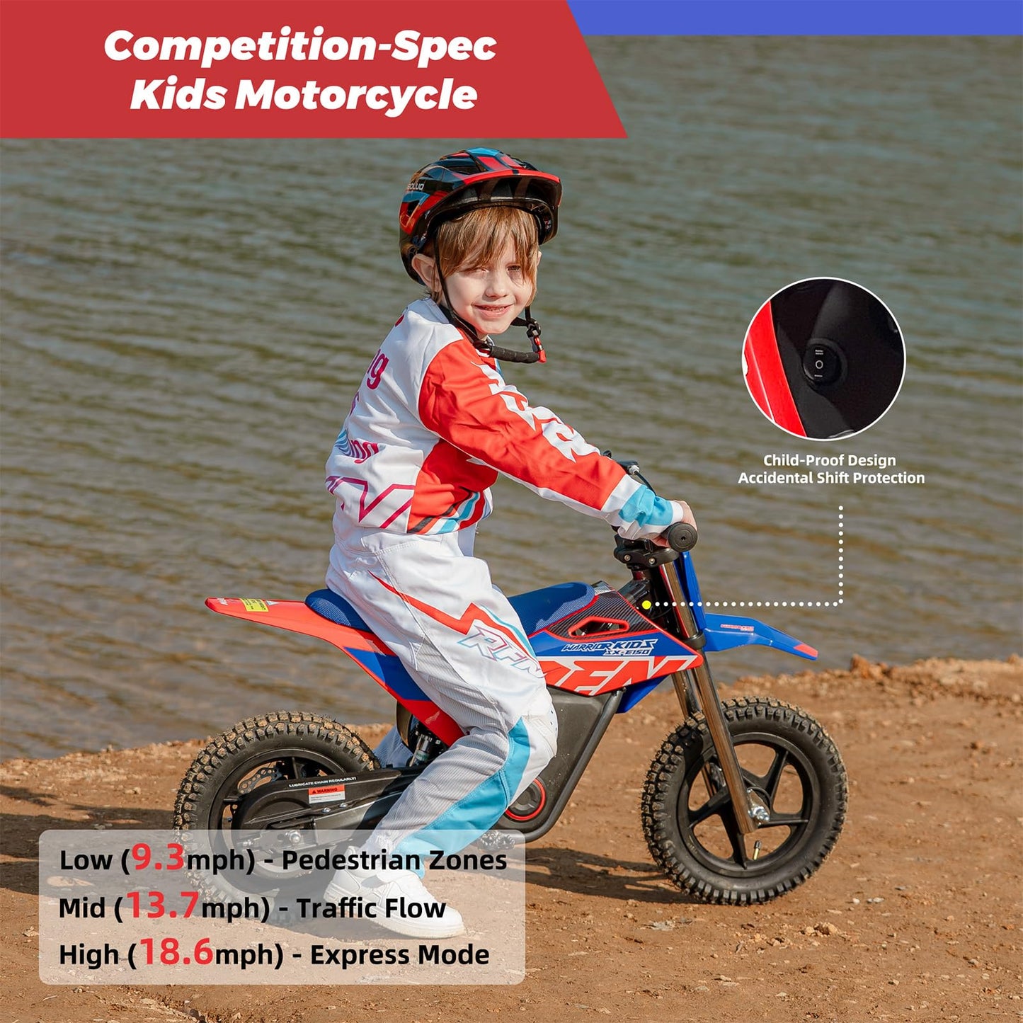 RFN E350 36V Kids Electric Dirt Bike, Electric Motorcycle with 500W Motor | 18.6 mph Max Speed, 11.2-Mile Range & 3 Speeds for Ages 4-8