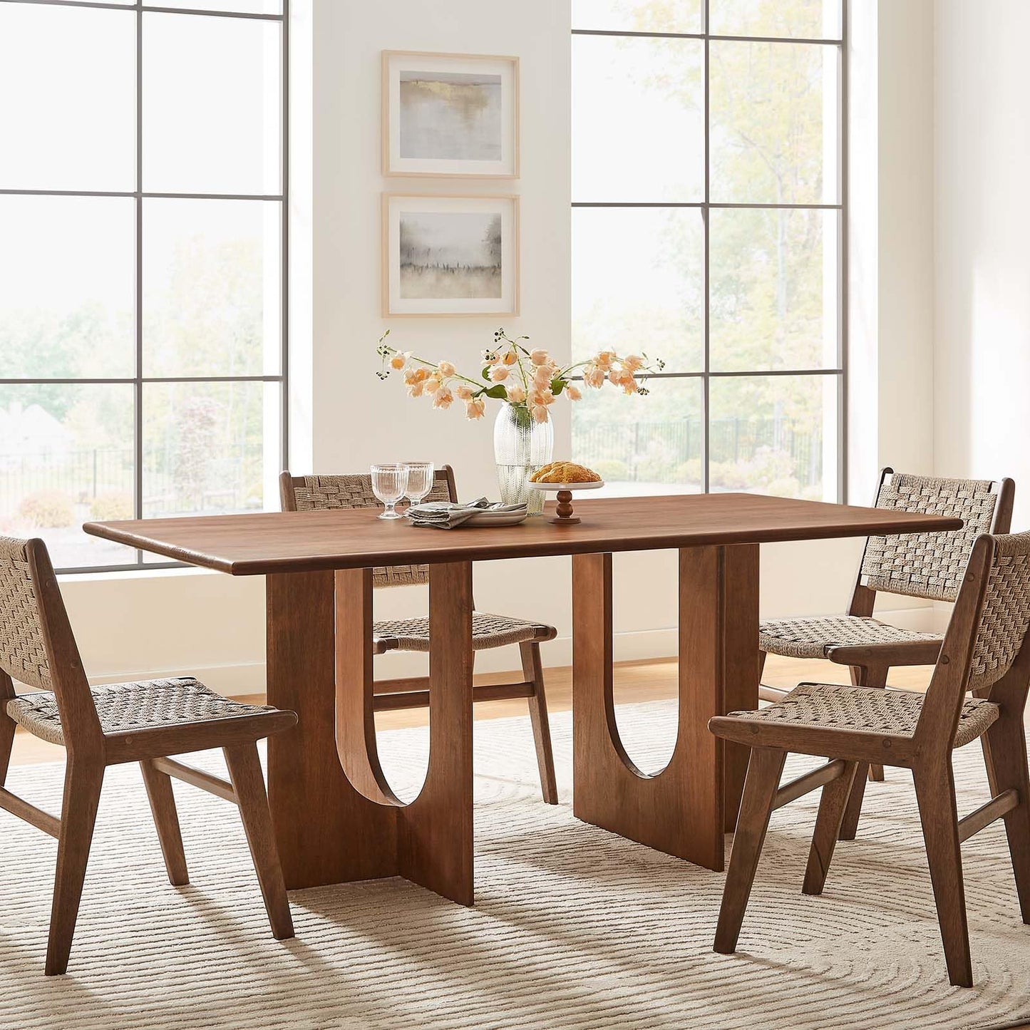 Modway EEI-6593-WAL Rivian Rectangular 70" Wood Dining Table, Walnut
