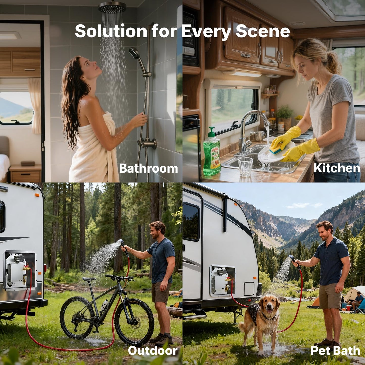 Ranein RV Tankless Water Heater 65,000 BTU, On-Demand Propane Instant Hot Water, Zero Cold Water Start, Thermostatic Mixing Chamber, External Showerhead, High Altitude Ready, Family Use