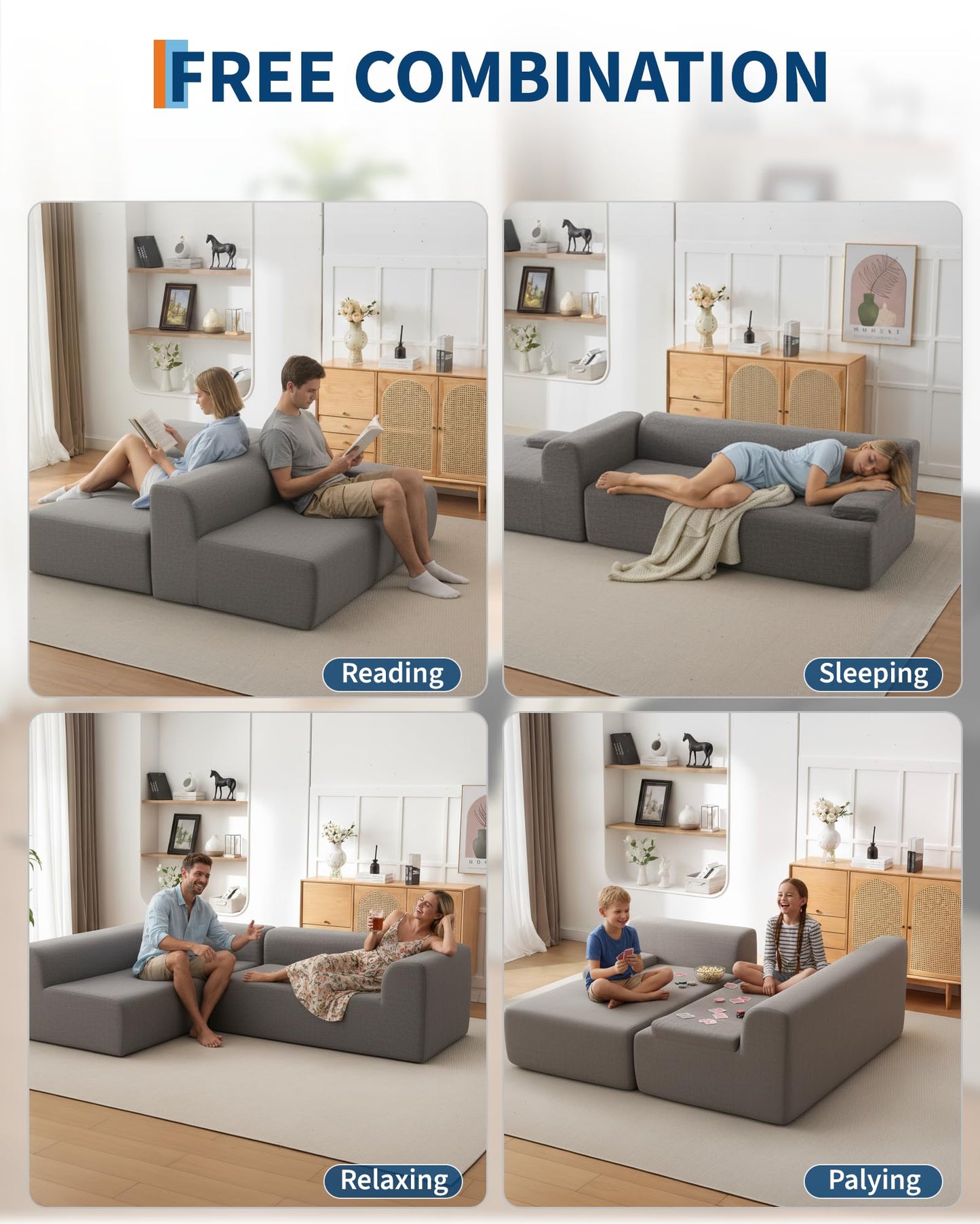 Garvee 108'' Modular Sectional Sofa, Left Facing Chaise L-Shaped Boneless Couch, Ultra Deep Seat Modern Sectional Sofa for Living Room, 5mm Wale Corduroy Fabric, Gary