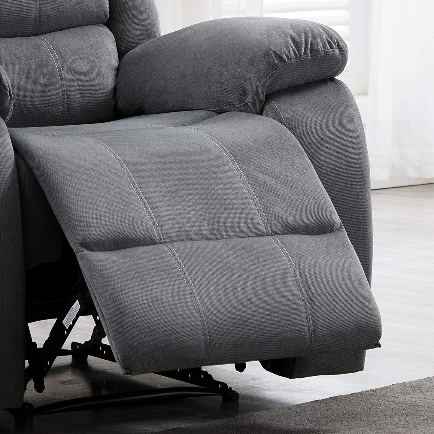 AC Pacific Jim Collection Manual Reclining Sofa with Double Recliner, Lumbar Support Massager and Chaise Footrest for Living Room, Home Theater or Bedroom, Chair, Dark Grey
