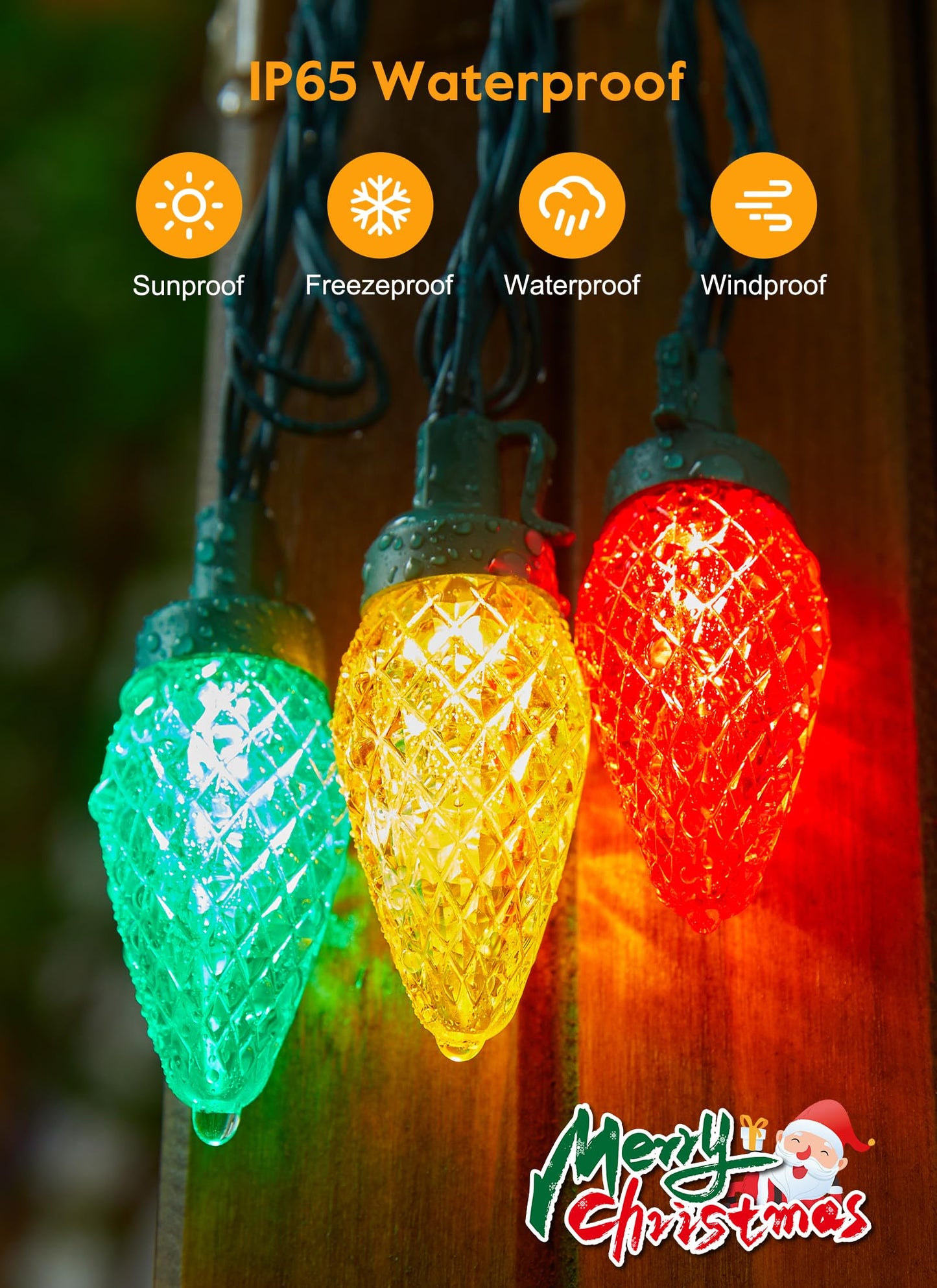 Minetom C9 LED Christmas Lights, 40ft 60 Multicolor String Lights with Timer, Waterproof for Indoor/Outdoor Use