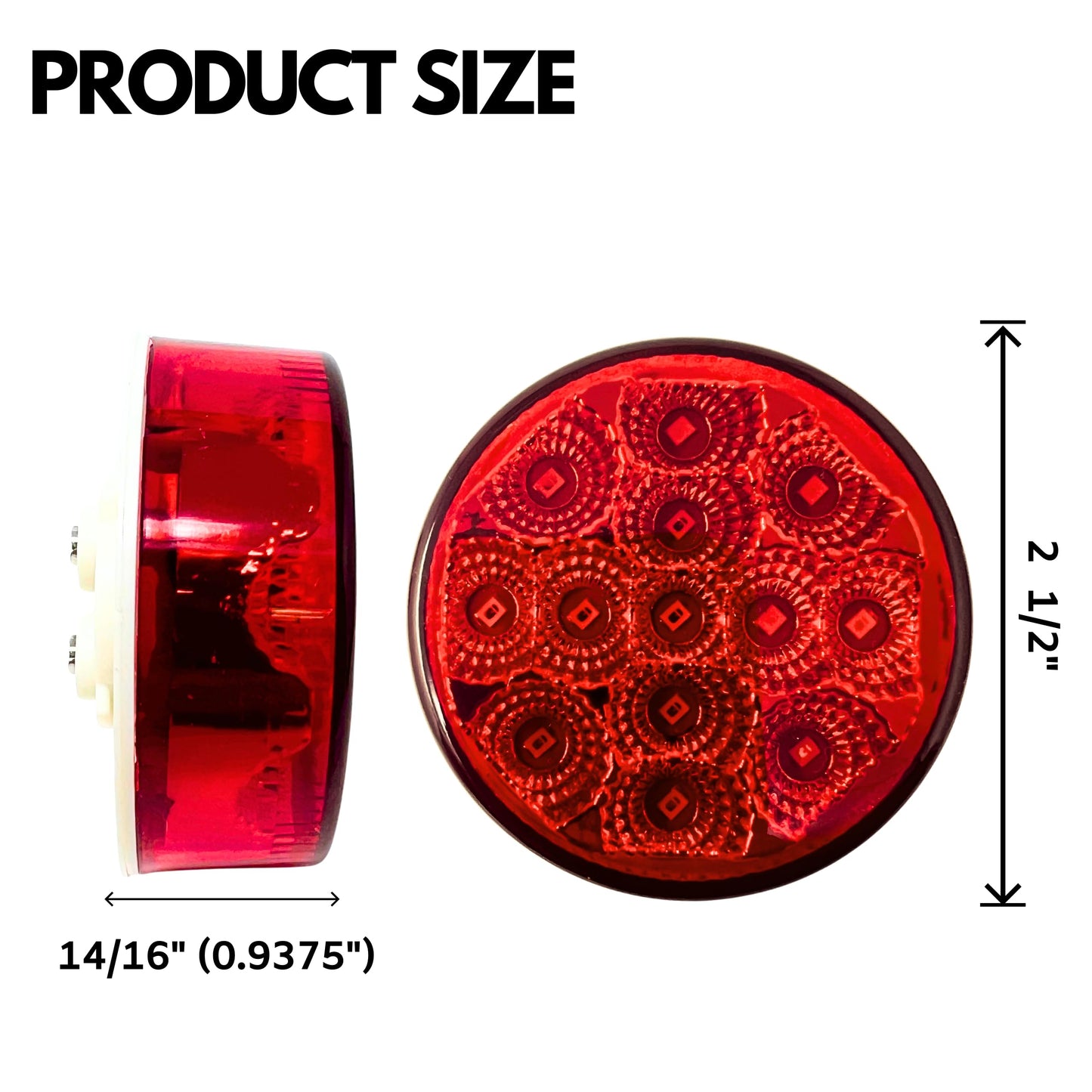 All Star Truck Parts LED Clearance Side Marker Lights Kit, 2.5in, 13 Diodes, Flush Mount, Waterproof, 12V, Red