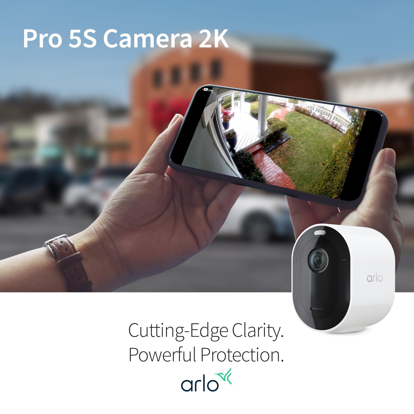 Arlo Pro 5S 2K HDR wireless outdoor security camera, color night vision, 160° FOV, rechargeable battery, weatherproof, 5-camera kit, white