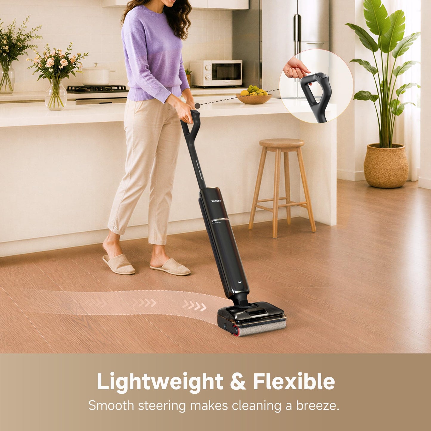 DREAME Aero Wet Dry Vacuum Cleaner, All-in-ONE Vacuum Mop for Wet & Dry Messes, 0 Hair Residue Great for Pet Owners, One-Press Self-Clean, 180° Lie Flat, 35mins Runtime for Hard Floor Cleaning