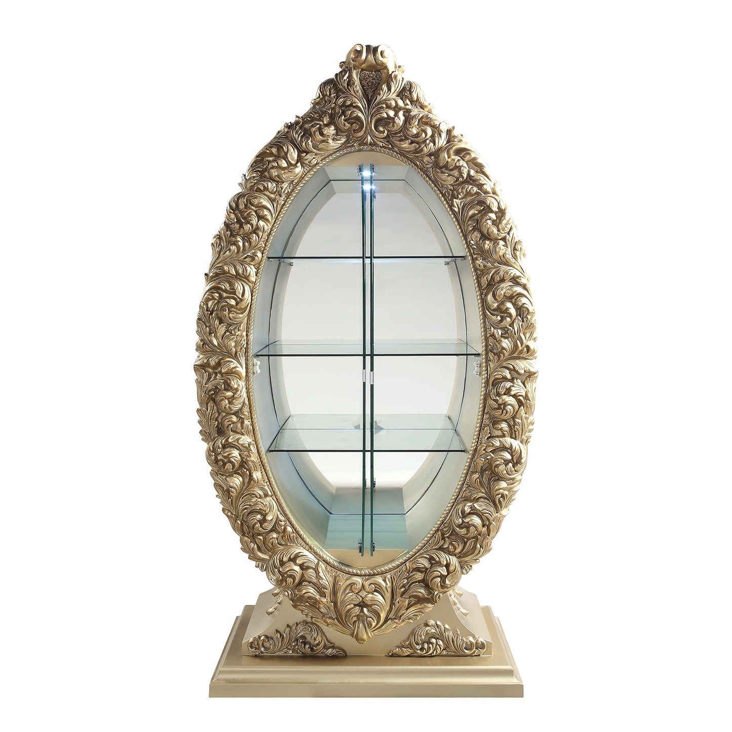 Acme Furniture Acme Seville Curio, Gold Finish Cabinet