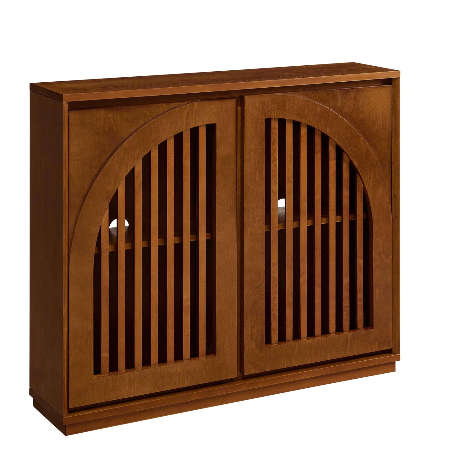 KEIKI 39" Mid Century Modern Fluted Sideboard Cabinet with Storage & Outlet Holes, Narrow Buffet Cabinet, Solid Wood + MDF, for Living Room, Entryway, Hallway, Kitchen, Coffee Bar, Brown