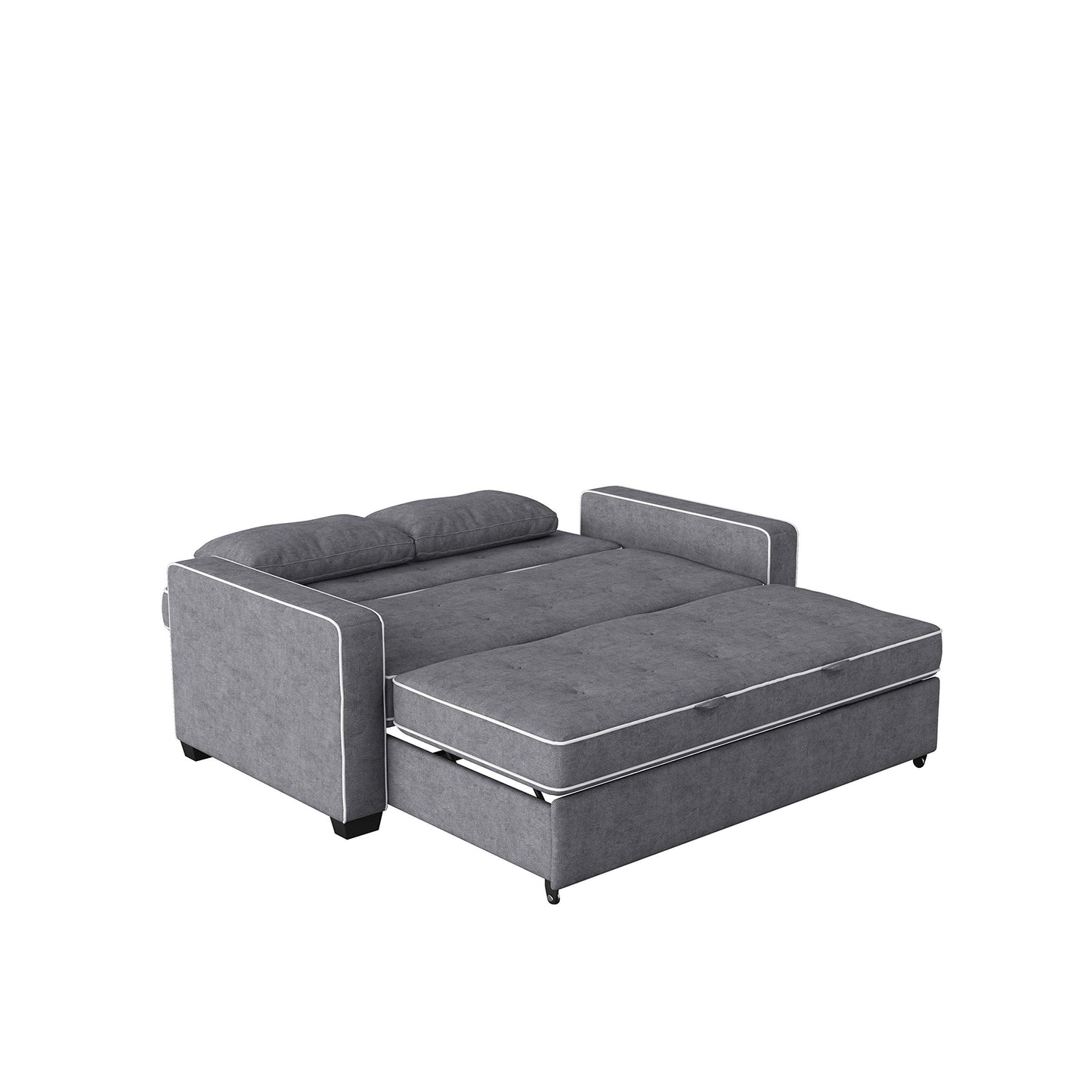 Serta Ainsley 66.5" Convertible Sleeper Loveseat, Full Size, Dreamcoil Comfort, Soft Woven Fabric, Charcoal