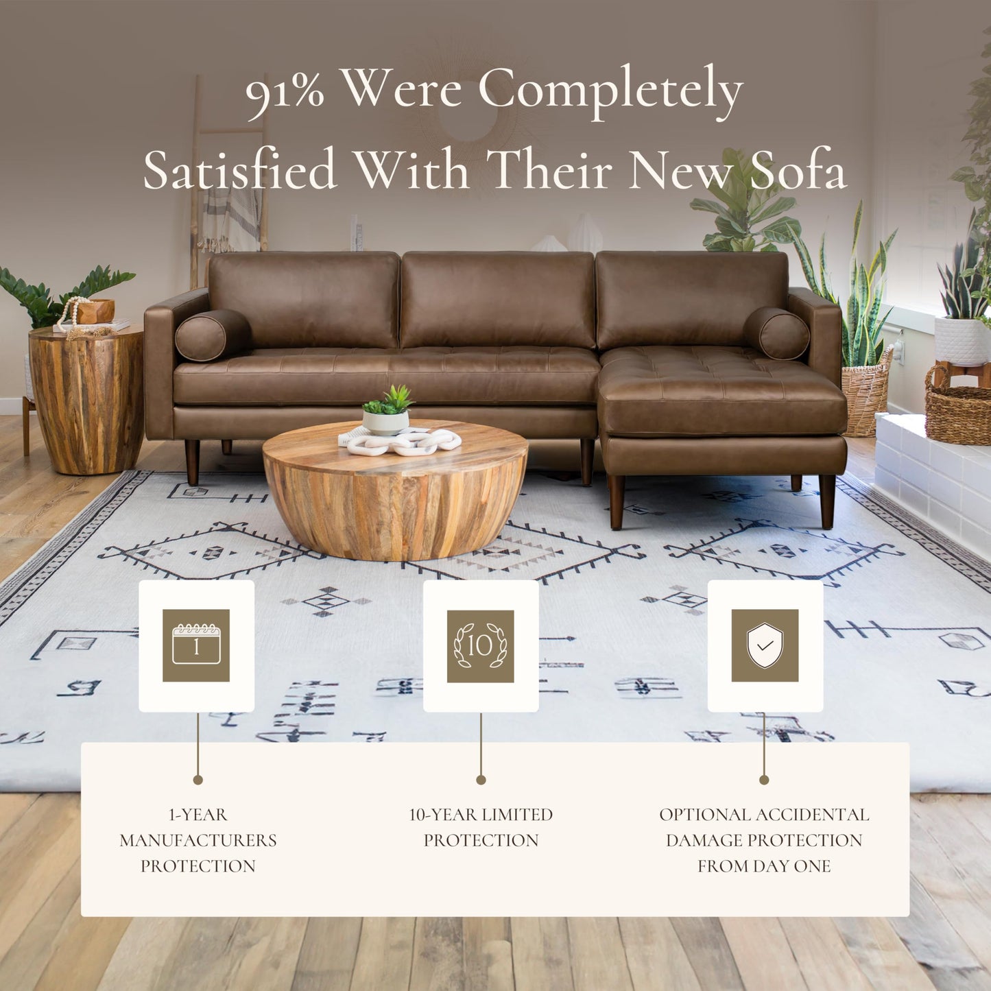 Poly & BARK Napa Right-Facing Sectional Sofa in Cocoa Brown