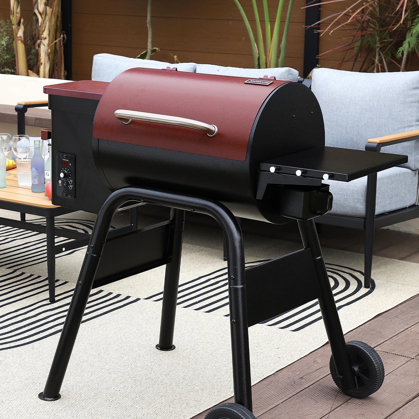 Jocoevol Wood Pellet Grill Smoker for Outdoor Cooking, 456 SQ. IN Cook Area Electric Pellet Grill with Auto Feed & PID Temperature Control 180-425°F, 6-in-1 BBQ Grill & Rain Cover for Backyard