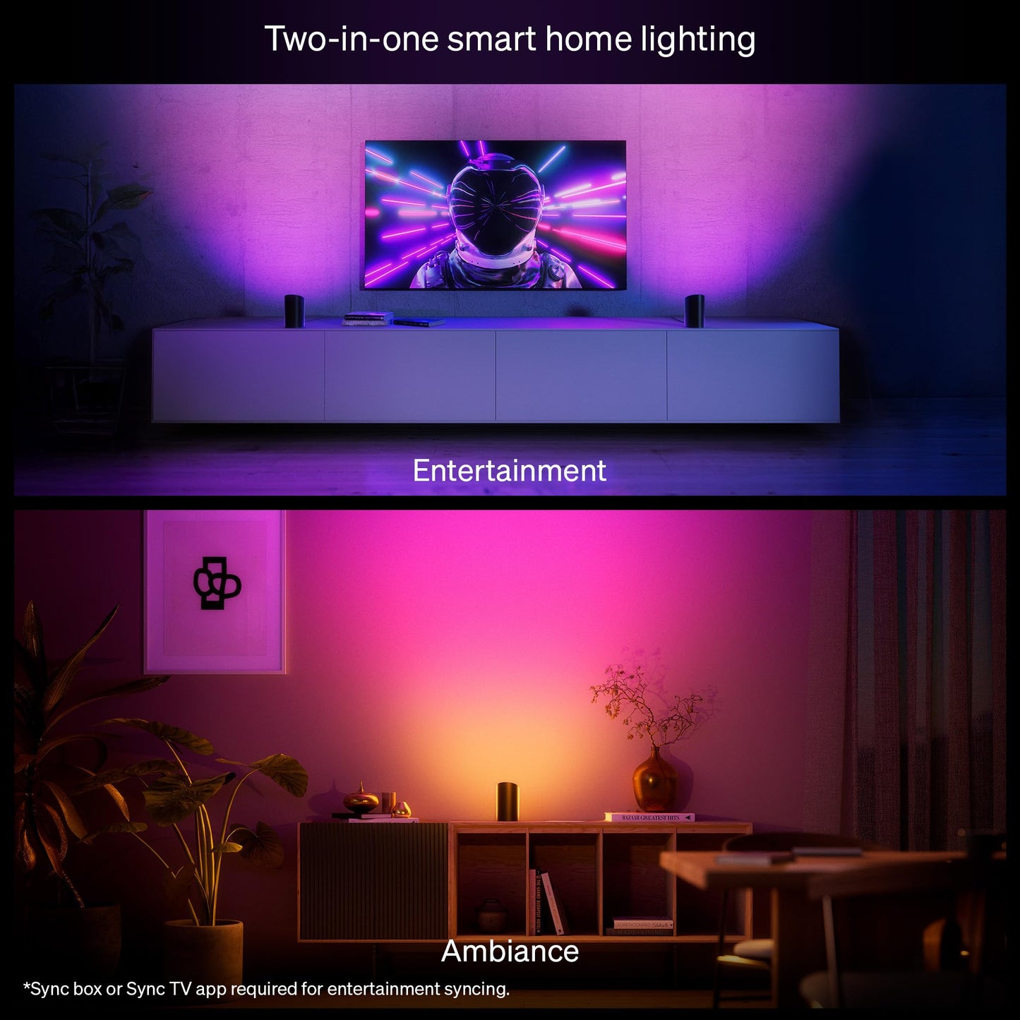 Philips Hue Play Smart Wall Washer Light, Bluetooth Compatible, Voice Control, 1-Pack, Black, Model 590166