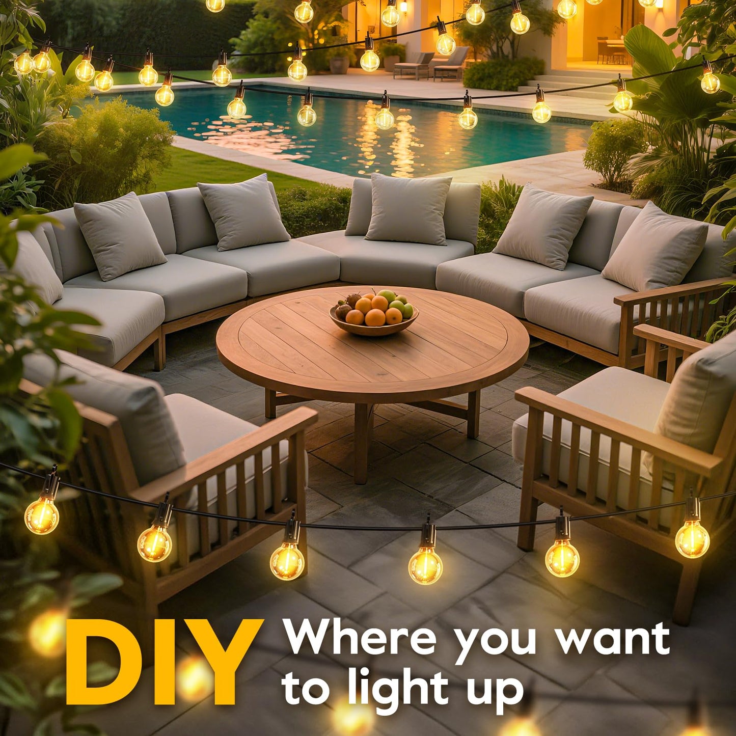 Minetom Solar String Lights 75FT Warm White 35 LED Shatterproof Bulbs Waterproof Outdoor Patio Garden Decor