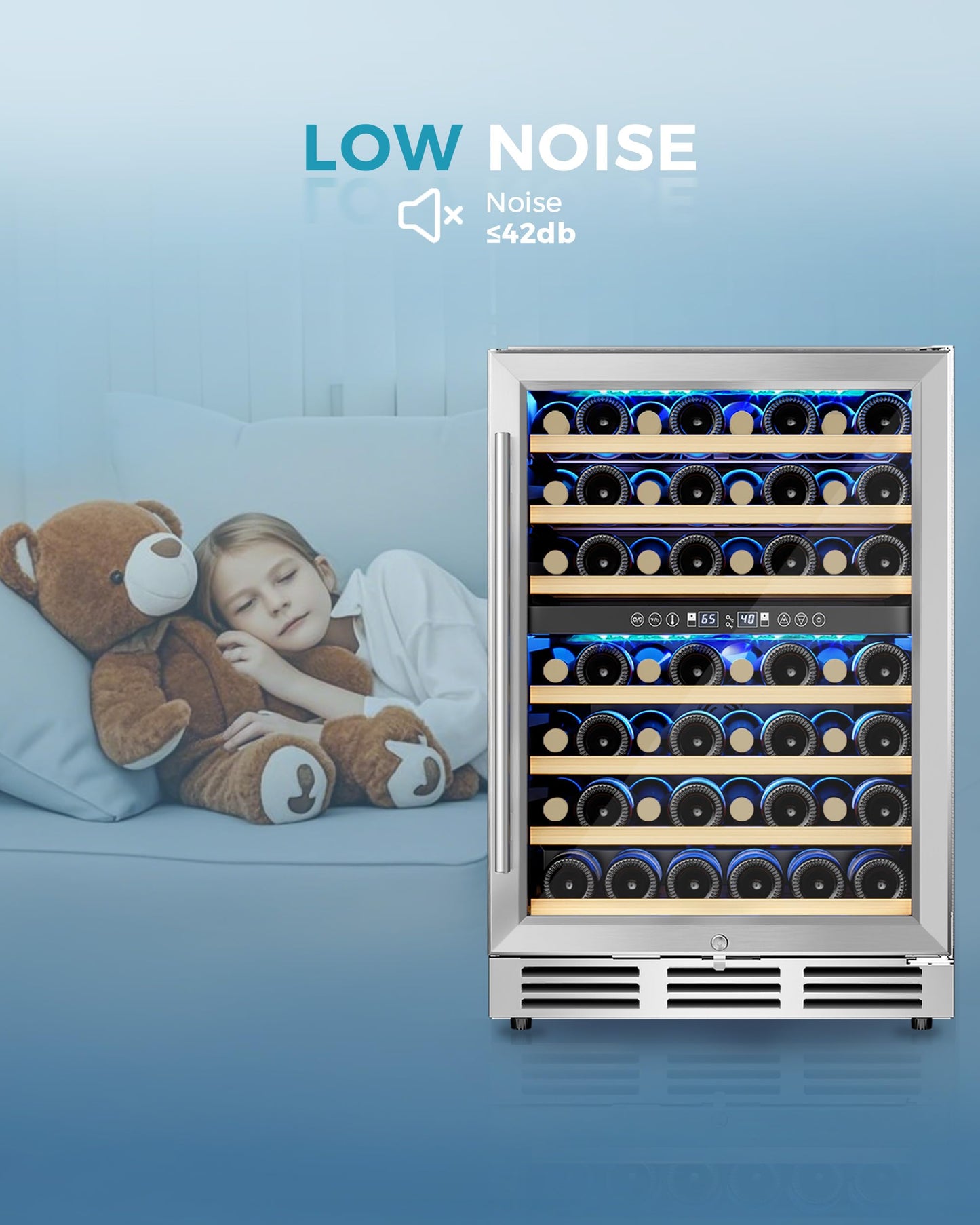 EUHOMY 24 Inch Wine Cooler Refrigerator 54 Bottl-Dual Zone, Built-in or Freestanding Wine Fridge with Glass Door, Wine Refrigerator for Home Bar Kitchen