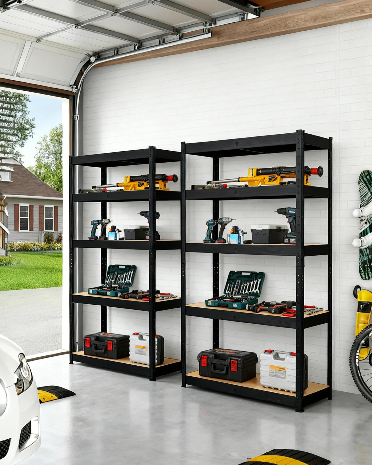 Garage Storage Shelves,48x24x72 Heavy Duty Garage Shelving Metal Adjustable Garage Shelves,5-Tier Adjustable Shelving Units,Loads 2000 LBS,Metal Storage Utility Racks for Warehouse,Pantry, Basement