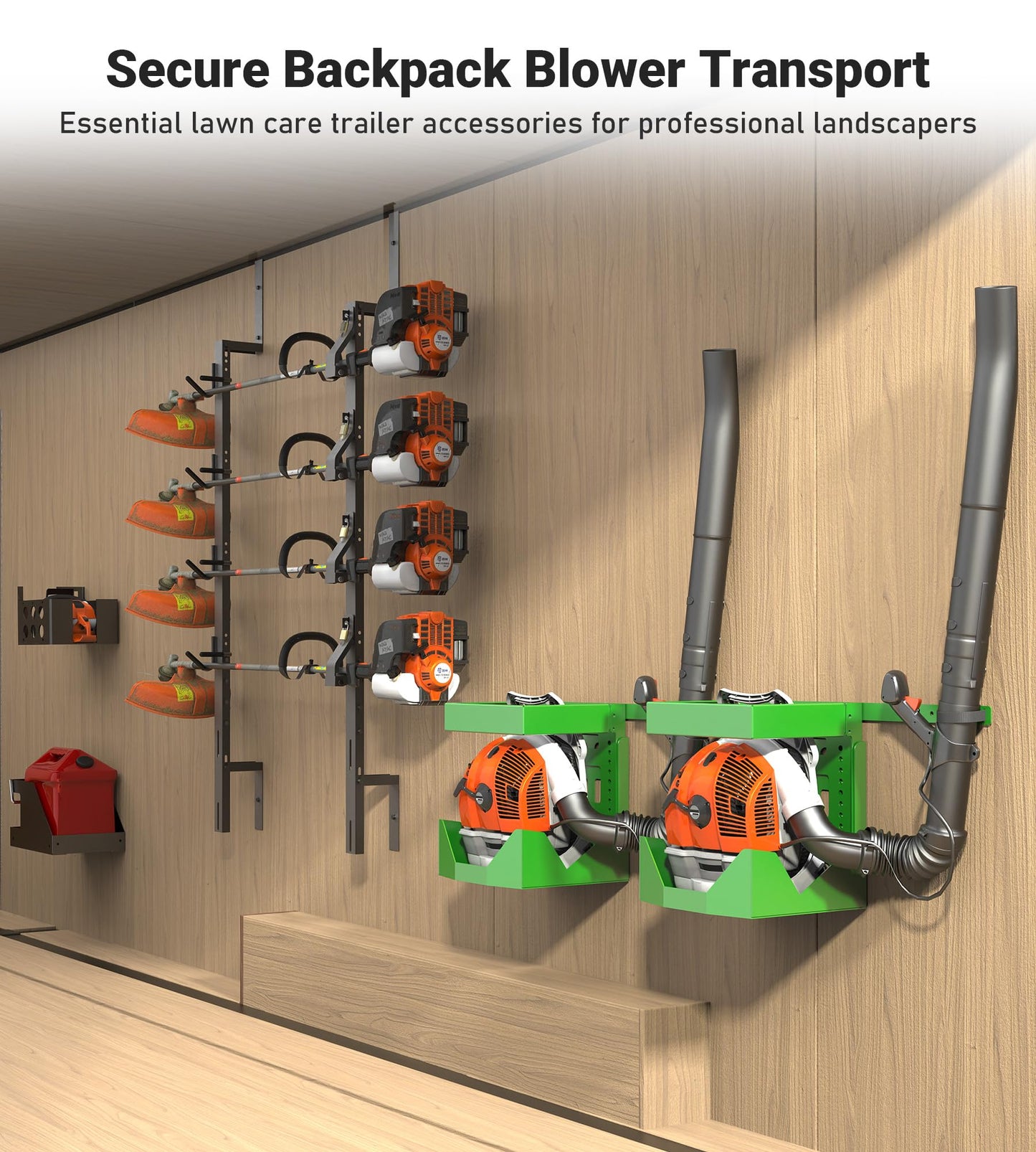 ELITEWILL Adjustable Trailer Backpack Blower Rack Holder Lockable Frame-Style Enclosure Fit for Stihl Echo Husqvarna Leaf Back Pack Blowers for Open/Enclosed Trailers Landscape Trucks & Garage