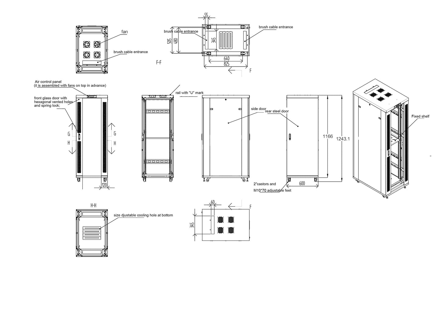 Sysracks 22U 35 Inch Deep Grey White Server Rack IT Network Data Rack Cabinet Enclosure Fully Lockable on Wheels - LCD Screen - Ventilation System - PDU - Glass Door - Rich Accessories Kit