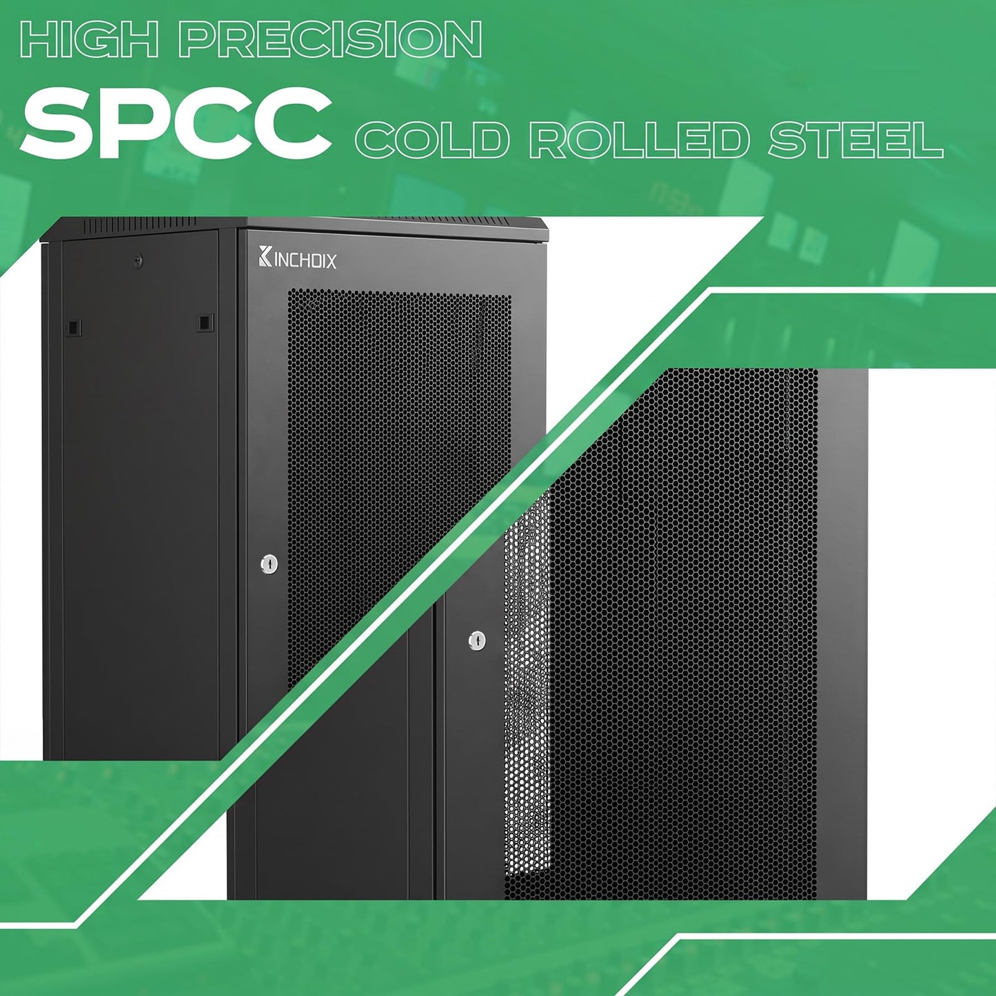 15U Server Cabinet Network Rack Enclosure Cabinet Enclosure for Computer Data Networking Electronic Equipment, Removable Side Panels, Lockable Door, 30in Depth for 19β IT Equipment, A/V Devices