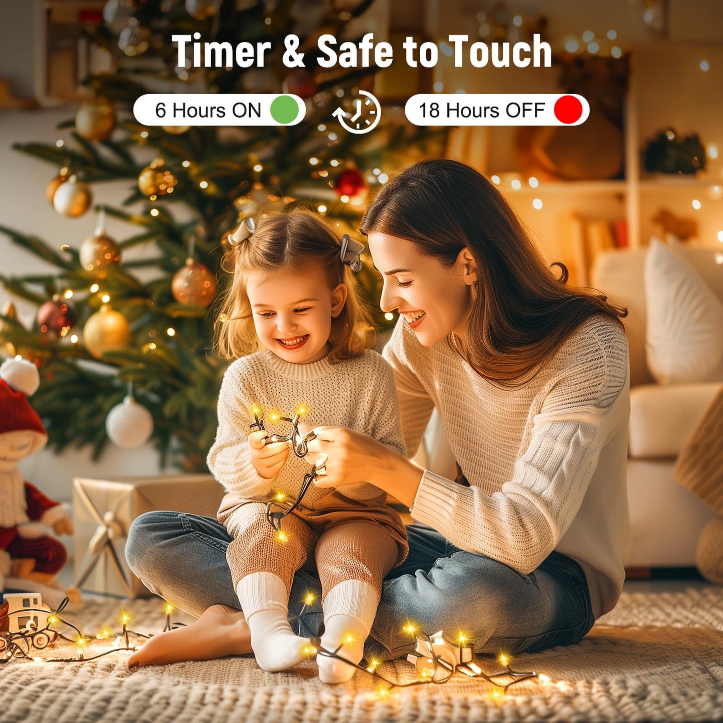 Minetom 1000 LED Christmas Tree Lights, 328 Ft, Warm White, Green Wire, 8 Modes, Waterproof, Remote Control