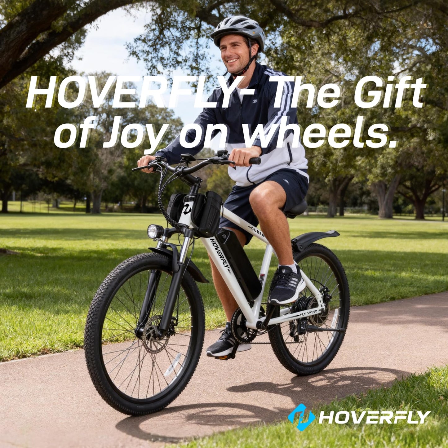 Hoverfly OUREA 26" Electric Bike for Adults, 750W Peak Motor Mountain Ebike, Max 20MPH, Up to 40 Miles, UL2849 Certified, 7-Speed, Removable Battery, Shock Absorber, Electric Bicycle for Commuting