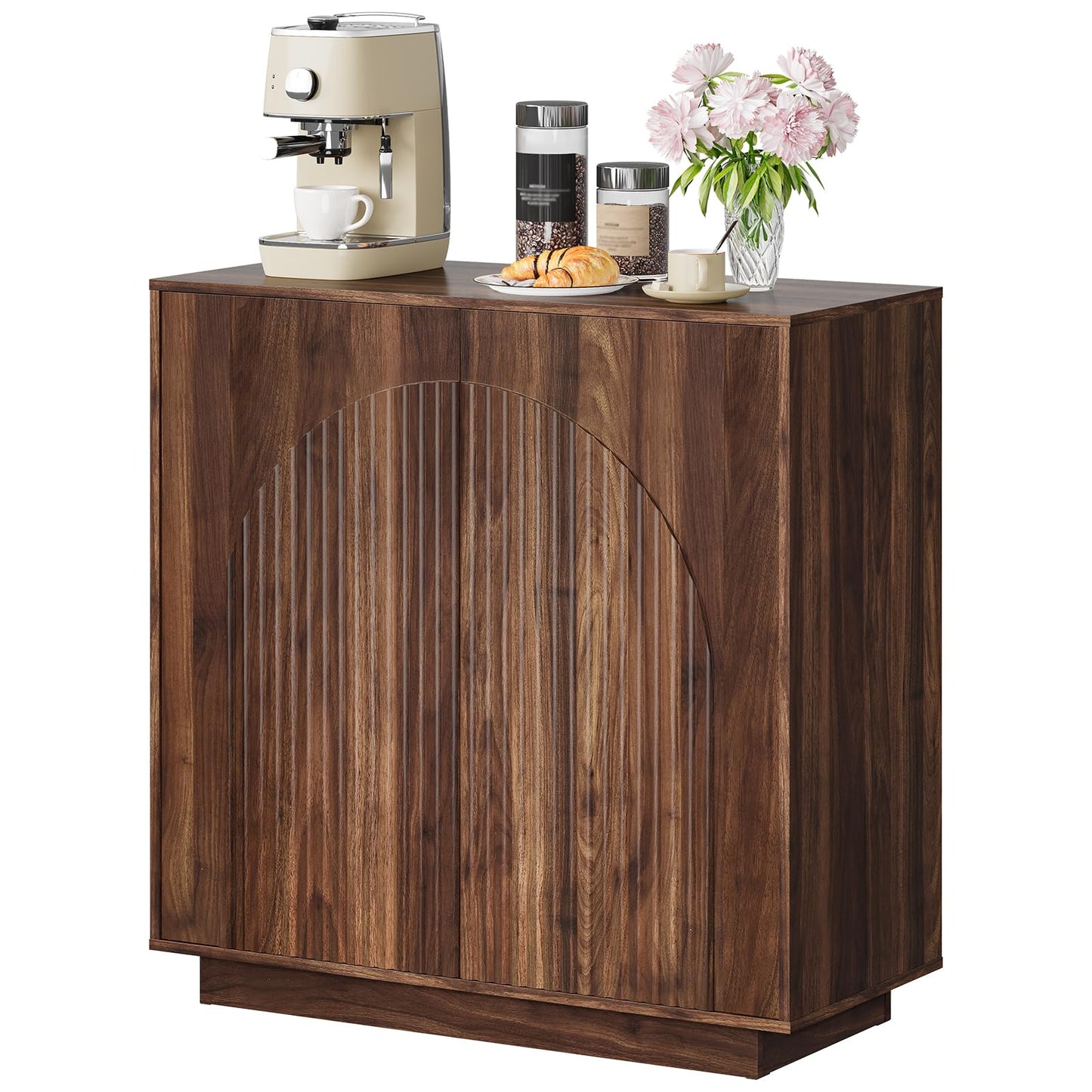 CHOEZON Buffet Cabinet, Sideboard Buffet Cabinet with Storage, Coffee Bar Cabinet, Push-to-Open Doors & Adjustable Internal Shelf, Buffet Table for Kitchen, Dining Room, Walnut MCB01HT