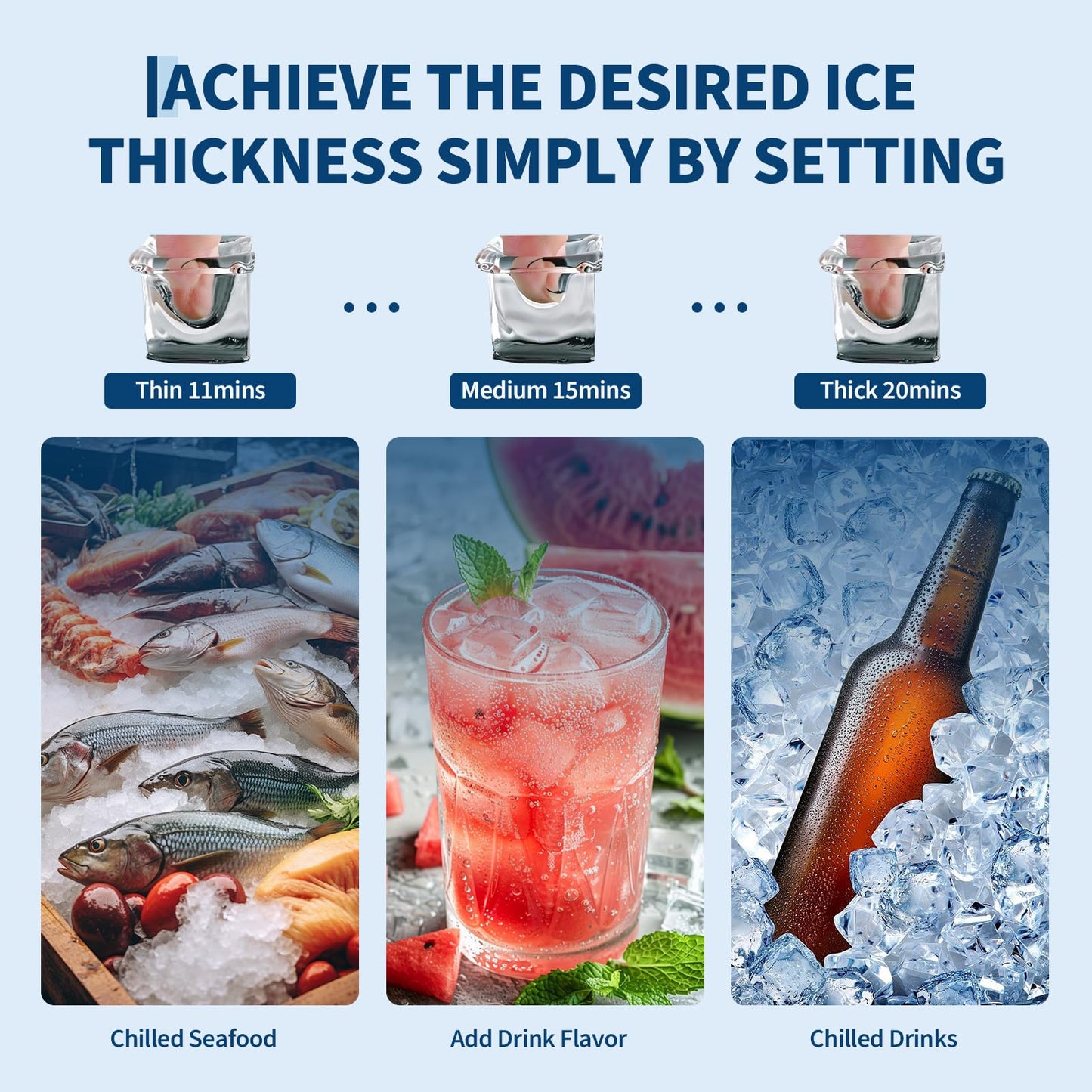 Commercial Ice Maker Machine, 150 lbs/24h with 40 lbs Storage Capacity, Stainless Steel Ice Maker with Self-Cleaning & LED Display, Built-in/Freestanding/Under Counter,for Home Bar Restaurant