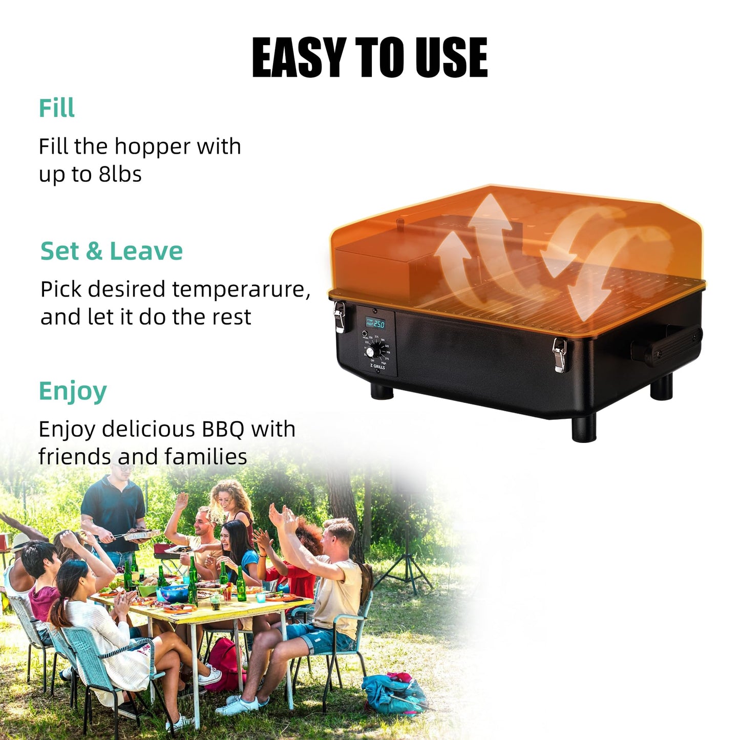 Z GRILLS 2026 200A Pellet Grill & Smoker - 202 sq.in Compact Wood Pellet BBQ with PID 3.0 Precision Control, Auto Feed System, Portable Small-Space Grill for Camping & Backyard Cooking