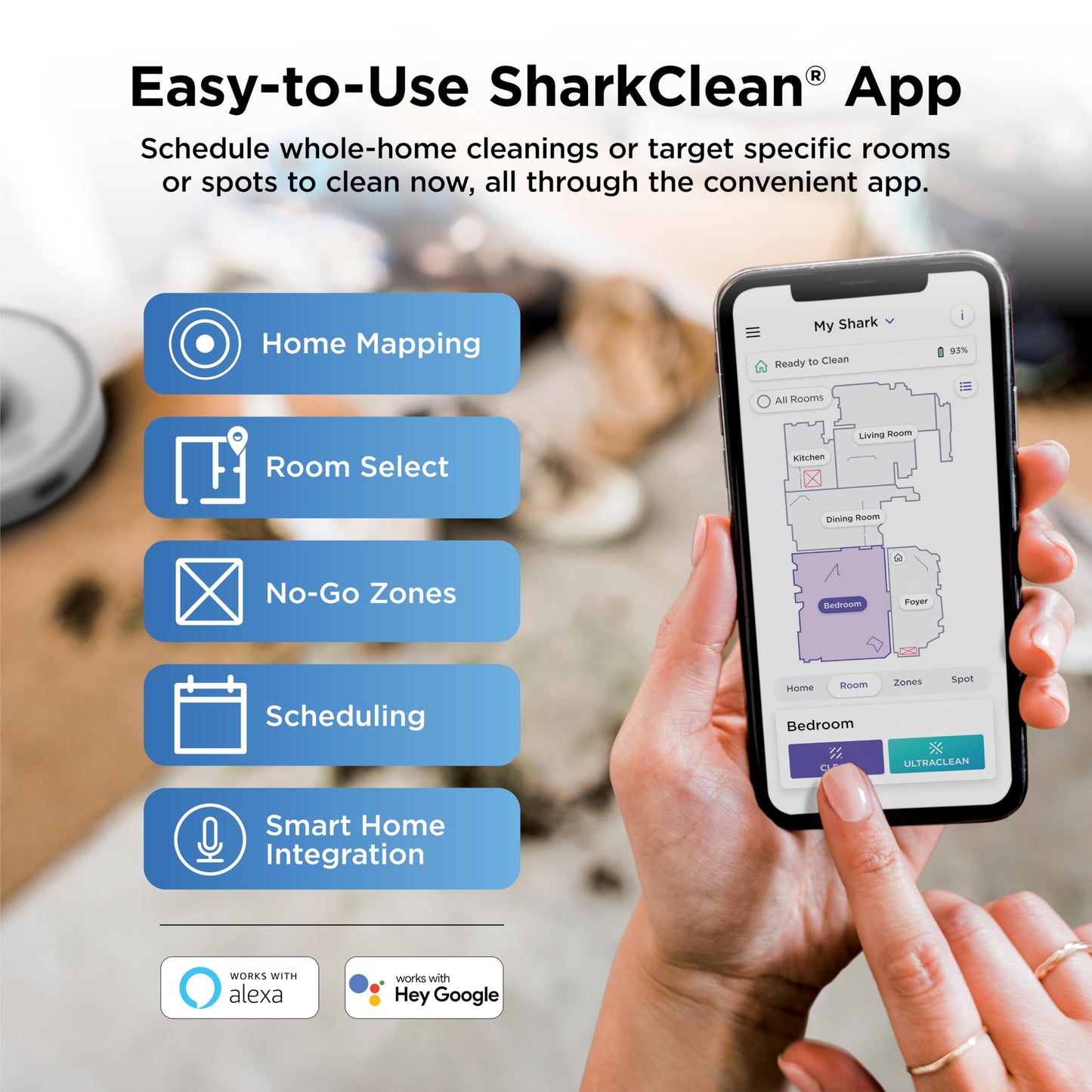 Shark Matrix Clean | Robot Vacuum Cleaner with Powerful Suction for Pet Hair, Rugs, Carpets & Hard Floors | Self-Empty Base | 60-Day Capacity | Voice Control | LiDAR Navigation | White | AV2511AE