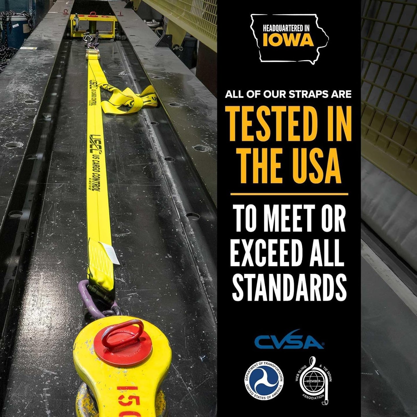 US Cargo Control 2 Inch Ratchet Straps Heavy Duty (10-Pack), 2" x 30' Flat Hook Ratchet Straps, 10,000 LBS Break Strength, Yellow Heavy Duty Tie Downs with Black Flat Hooks for Flatbed Trailers