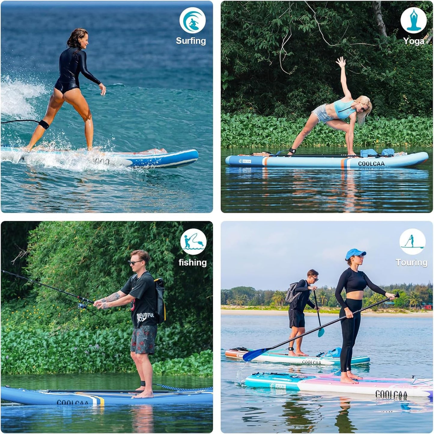 COOLCAA Dolphin Lite 11'6 Inflatable Stand-Up Paddle Board, 490Lbs Capacity SUP Board with 33'' Extra Wide, Fishing Paddleboard with Accessories & Bag for Adults Youth (Turquoise Coast)