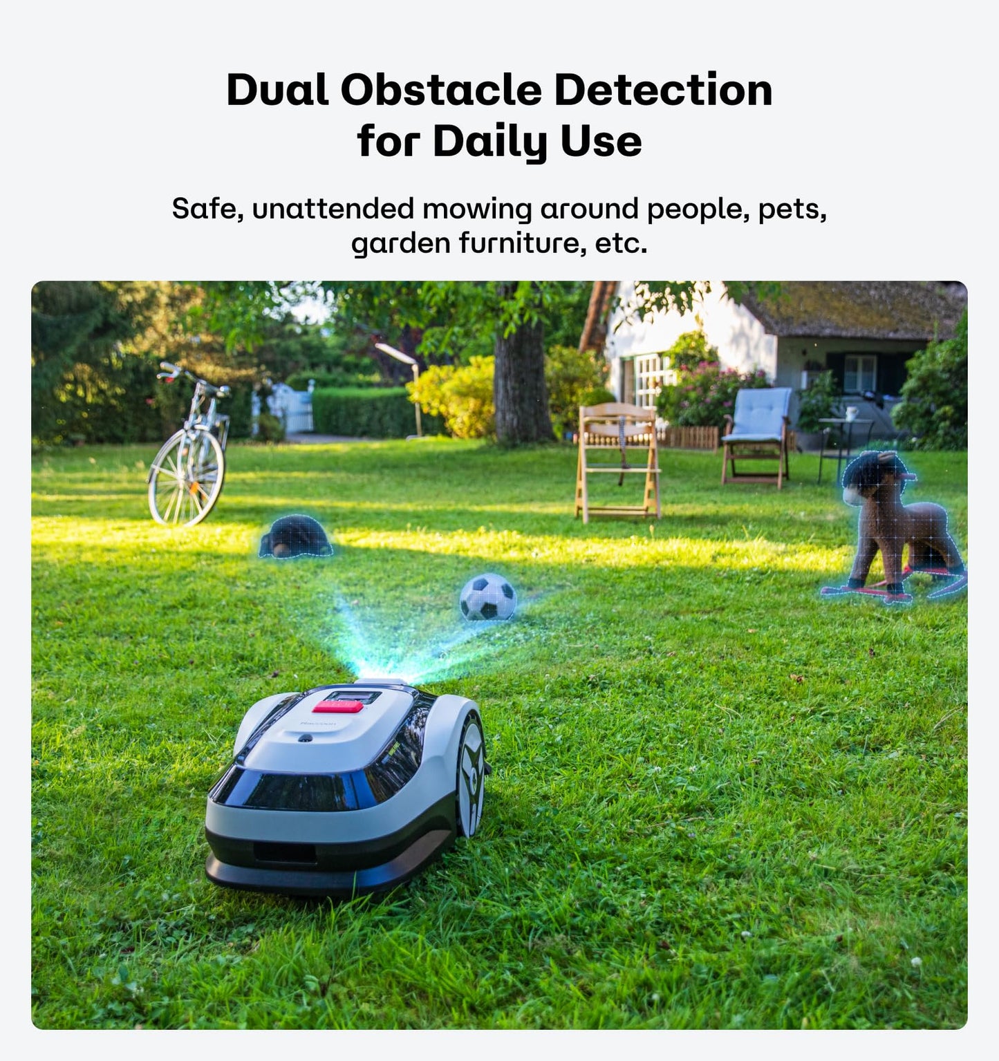 Raccoon 2 SE Wire Free Robot Lawn Mower, No RTK for Max. 0.15 Acre Lawn Area, 1.18"–3.15” Cutting Height, Intelligent AI Robotic Lawn Mower with 5Ah Fast-Charging Battery Robot Mower for Small Lawns