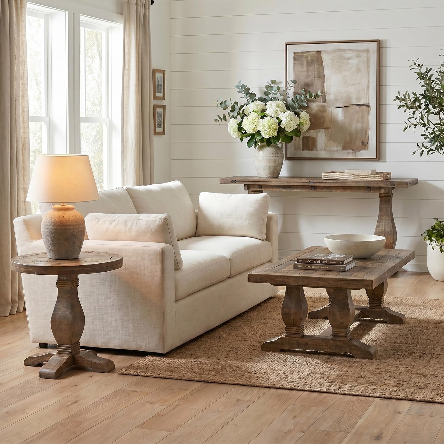 Martin Svensson Home Napa Sofa Console Table, Modular Flip Top Dining or Accent, Solid Wood Natural
