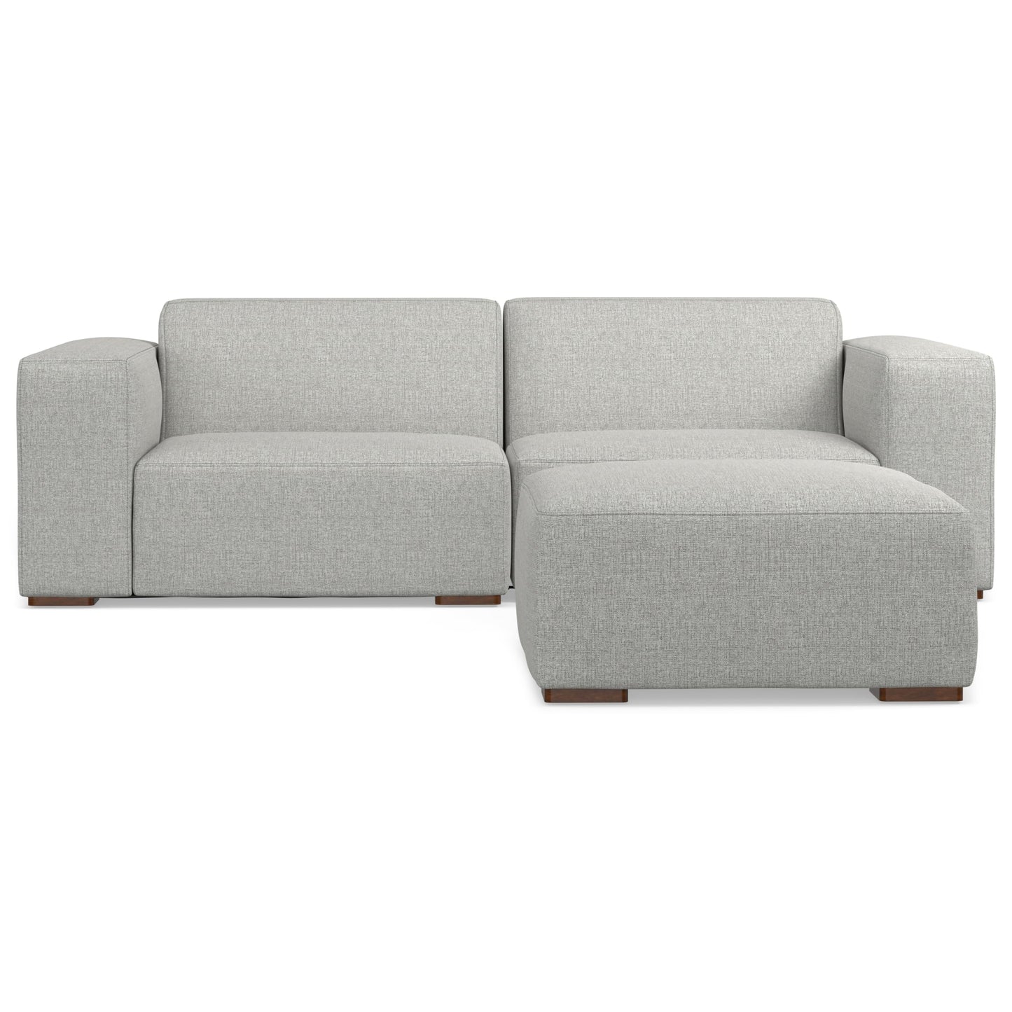 SIMPLIHOME Rex Modular Sofa and Ottoman Set in 100% Recycled Polyester Tightly Woven Performance Fabric, Pale Grey, 88-inch-Wide 2-Seater Couch and Matching 34-inch-Wide Table Ottoman for Living Room