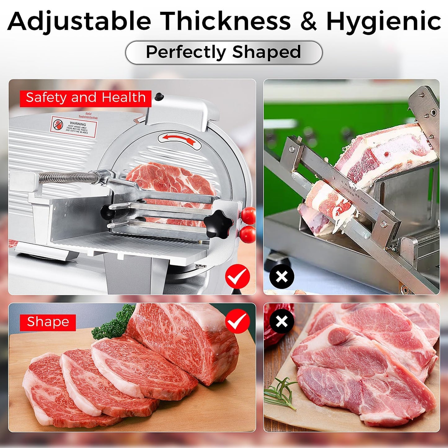 10" Electric Meat Slicer Machine for Home, 550W Automatic Deli Slicer, Adjustable 0-17mm Thickness, Stainless Steel Blade, Commercial Meat Cutter for Cheese, Bread & More